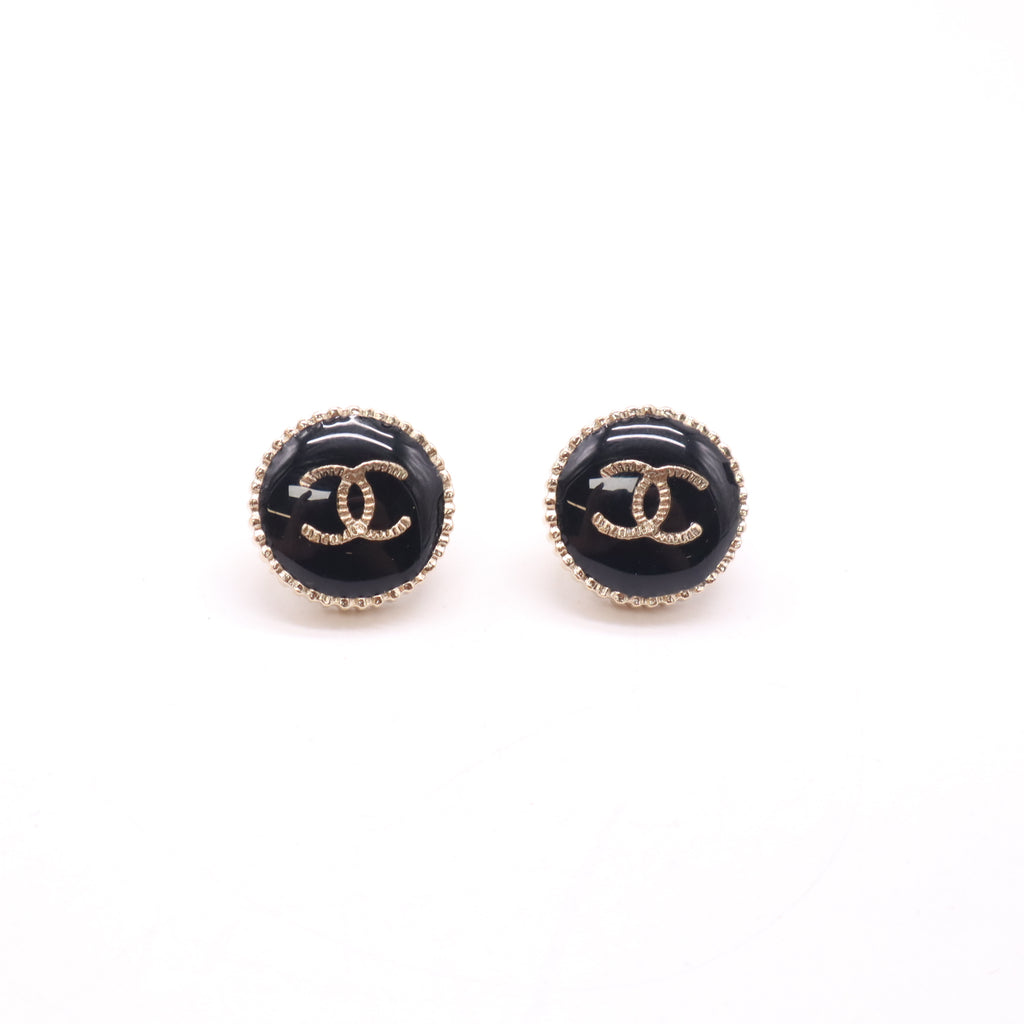 Chanel Small Round CC Button Stud Earrings W22673