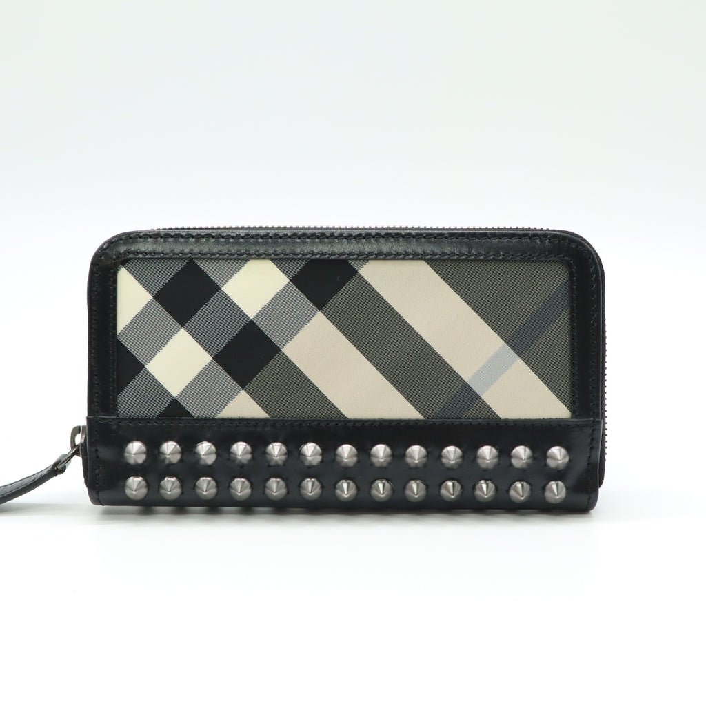 Burberry House Check Studded Zip Around Wallet W21604