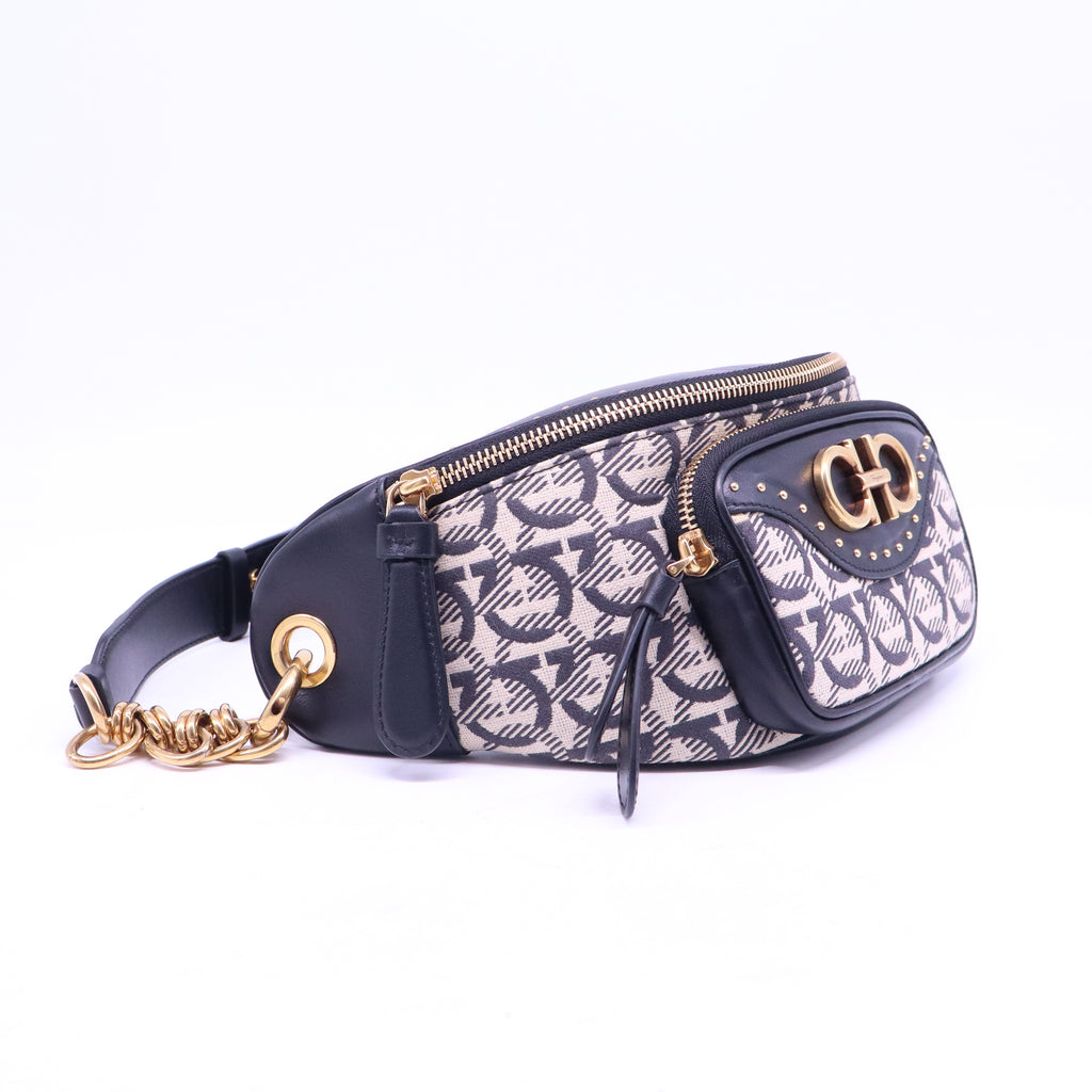Canvas Calfskin Gancini Studded Waist Bag B21288