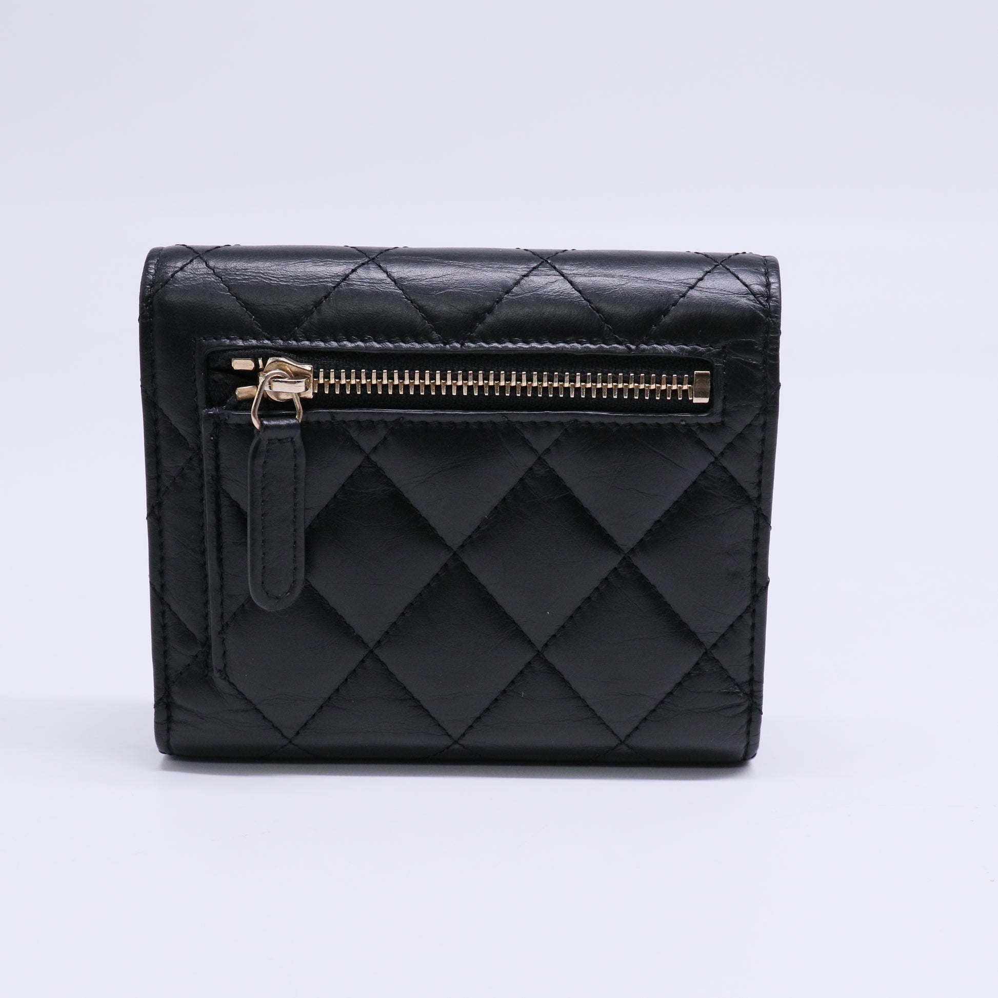 Small Classic Flap Wallet 2.55 Black Leather  W20363