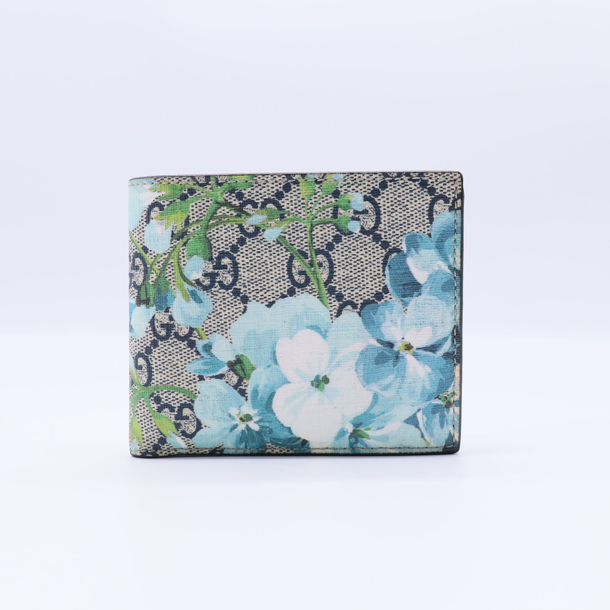 GG Supreme Monogram Blooms Bi-Fold Wallet Beige Blue Navy W21574