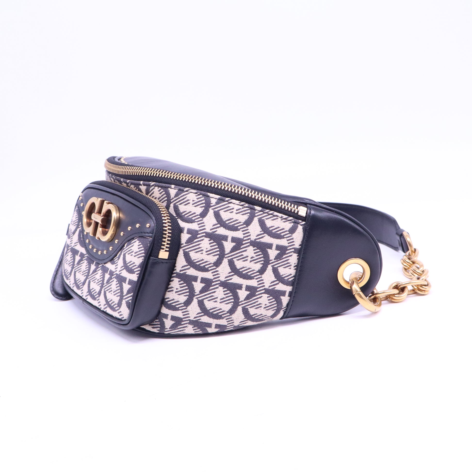 Canvas Calfskin Gancini Studded Waist Bag B21288