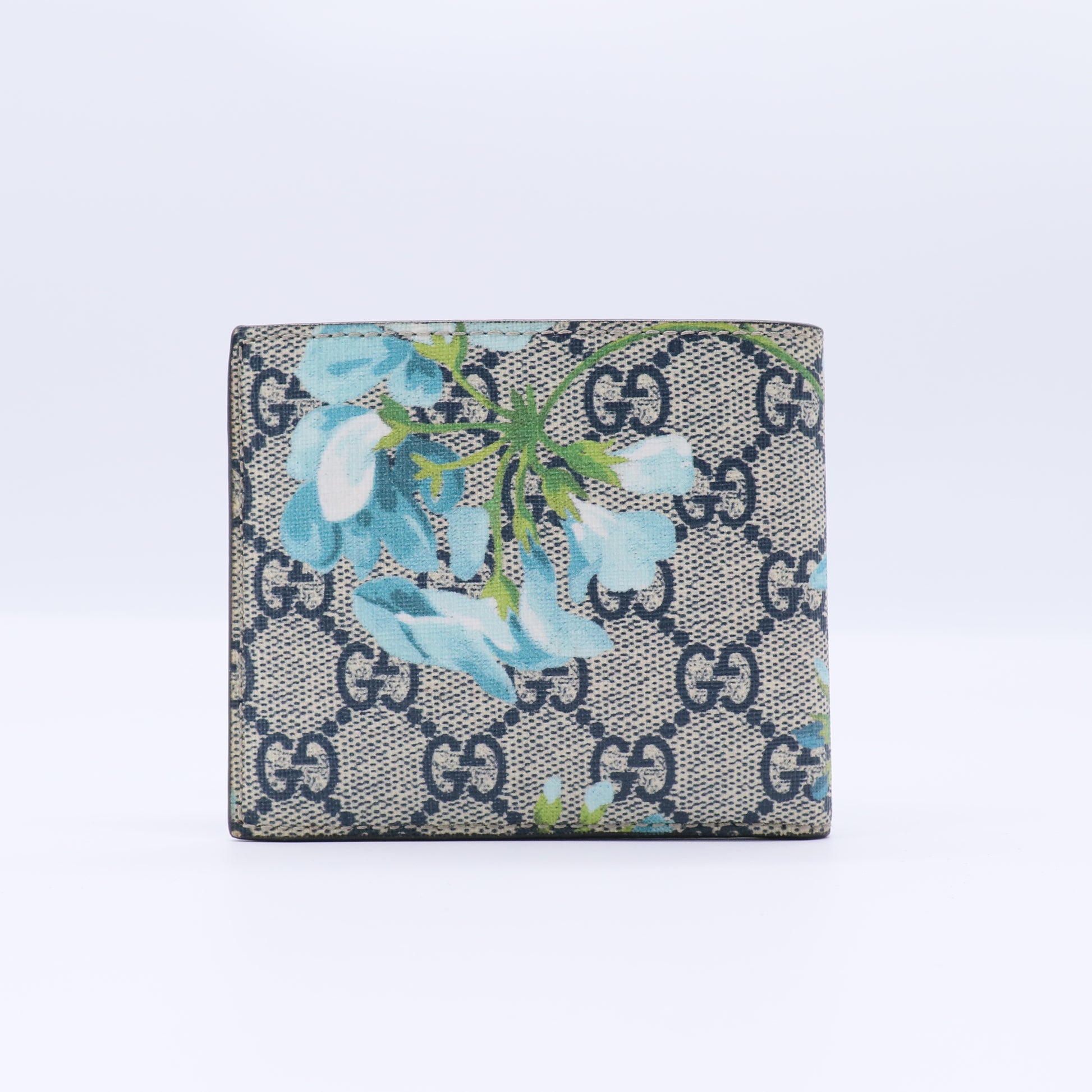 GG Supreme Monogram Blooms Bi-Fold Wallet Beige Blue Navy W21574