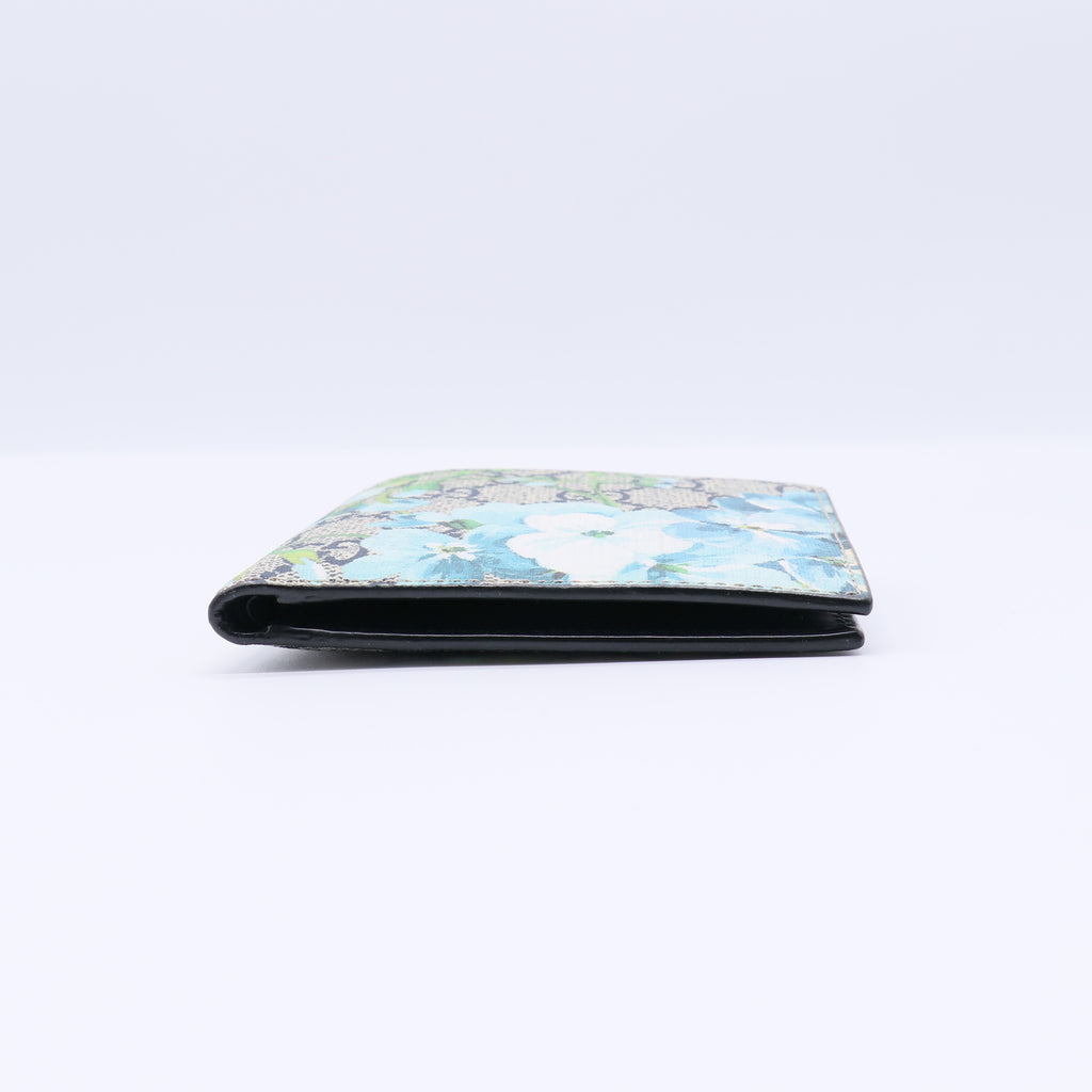 GG Supreme Monogram Blooms Bi-Fold Wallet Beige Blue Navy W21574