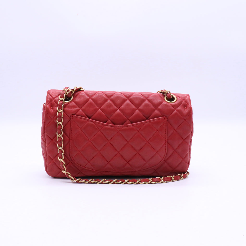 Red Quilted Lambskin Leather Cruise Charm Small Flap Bag Twins LDJ3622