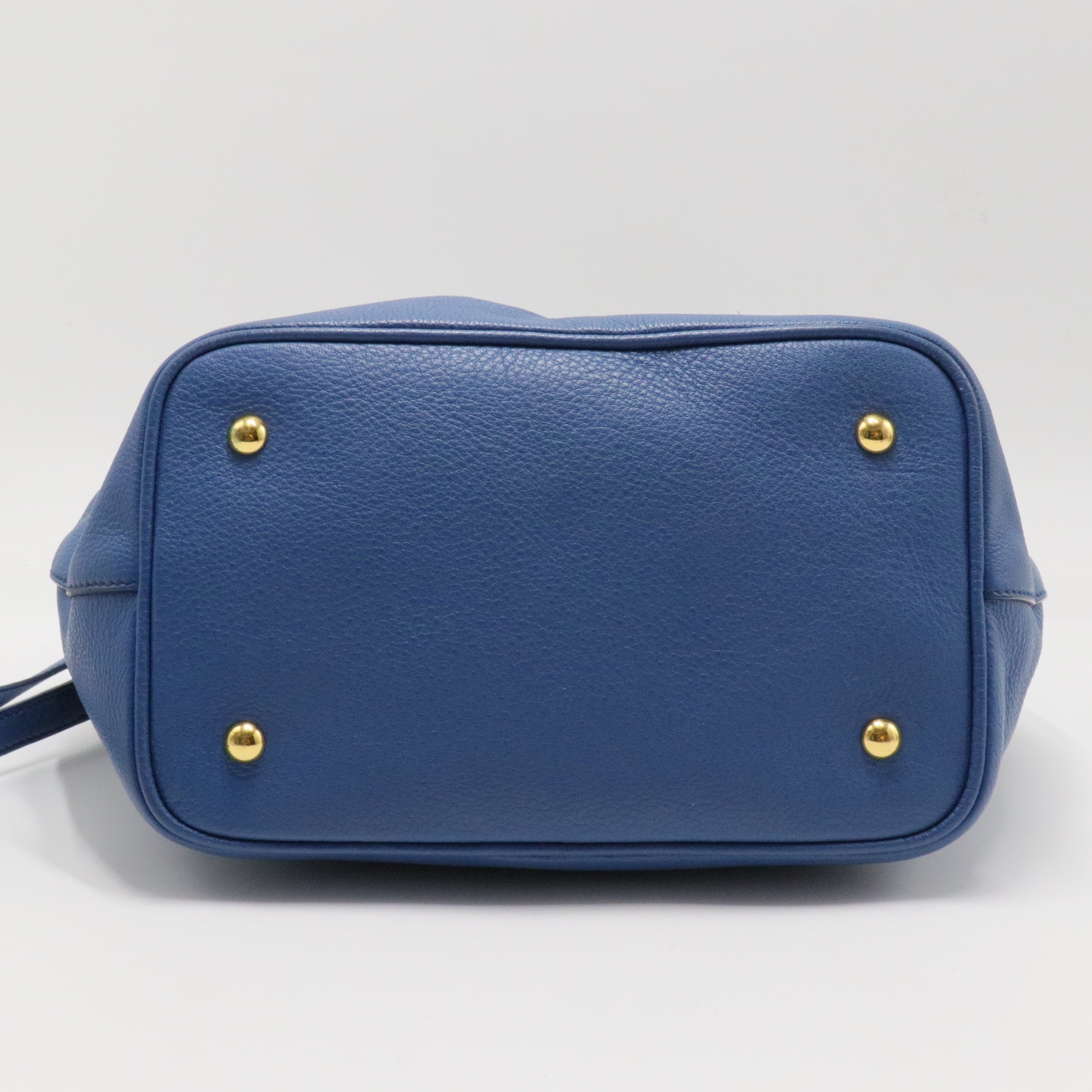 HandBag Leather 2 Way Blue Gold Hardware