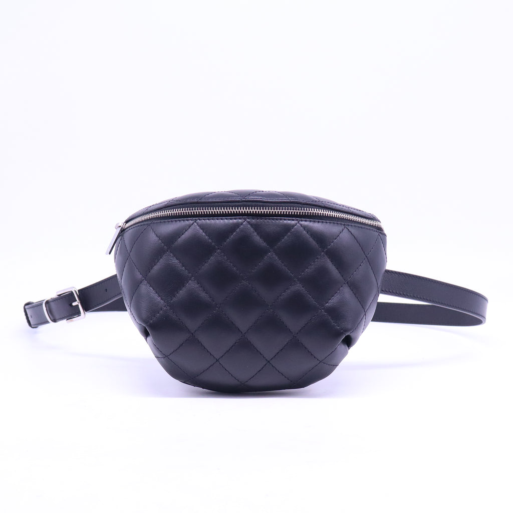 Calfskin Quilted Uniform Waist Belt Bag Black B21324