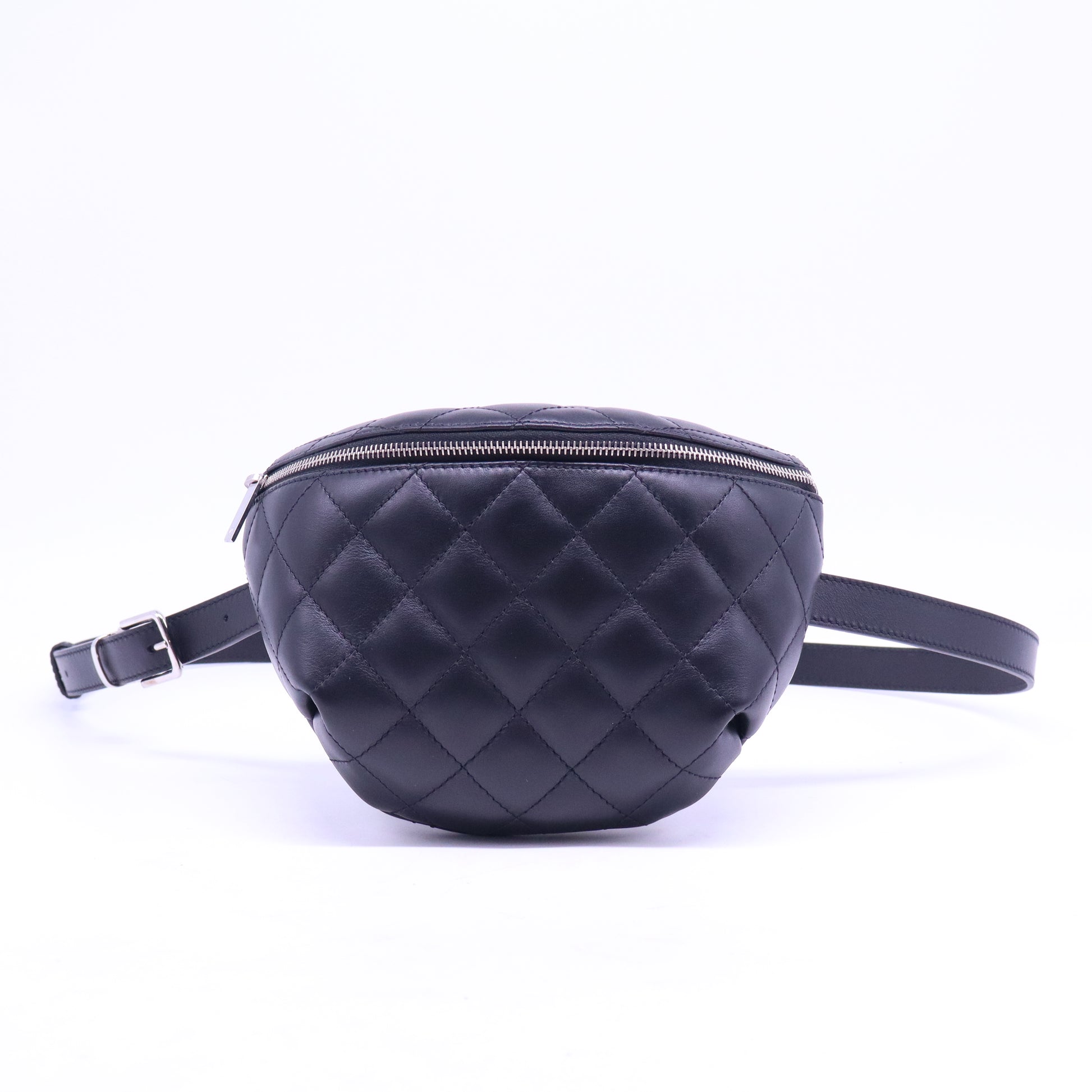 Calfskin Quilted Uniform Waist Belt Bag Black B21324
