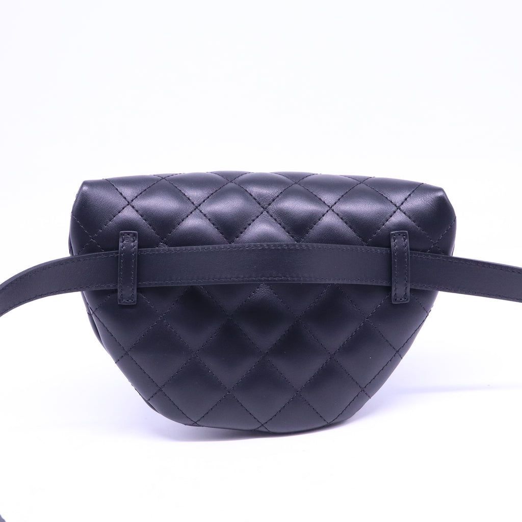 Calfskin Quilted Uniform Waist Belt Bag Black B21324