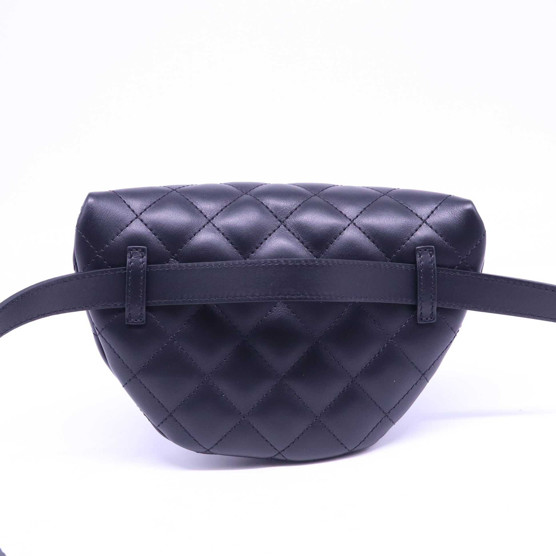 Calfskin Quilted Uniform Waist Belt Bag Black B21324