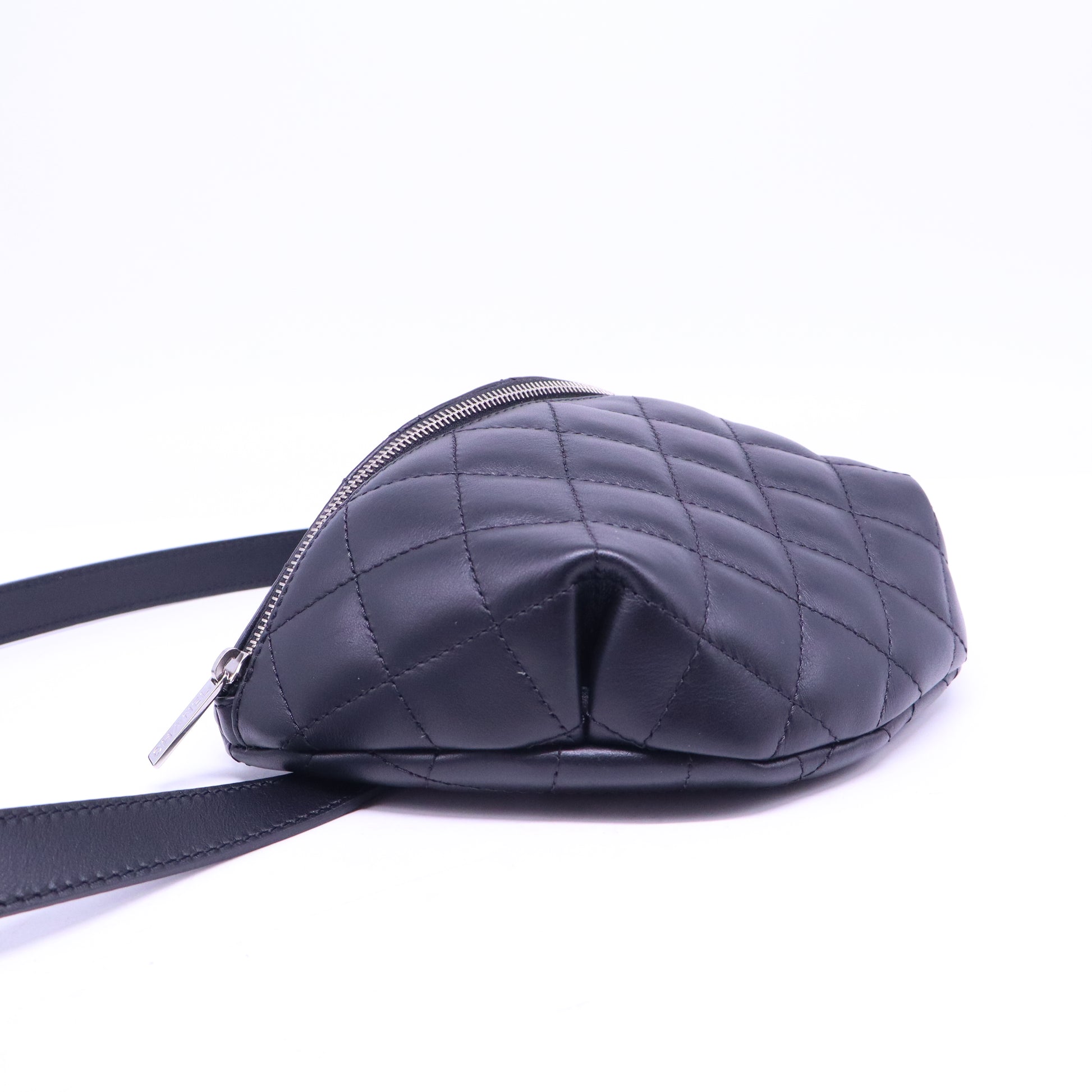 Calfskin Quilted Uniform Waist Belt Bag Black B21324