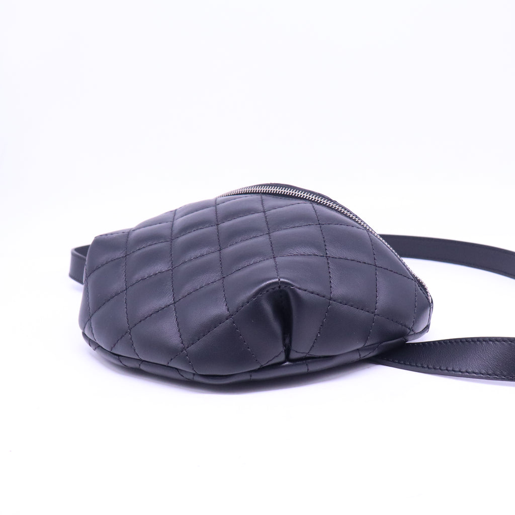 Calfskin Quilted Uniform Waist Belt Bag Black B21324