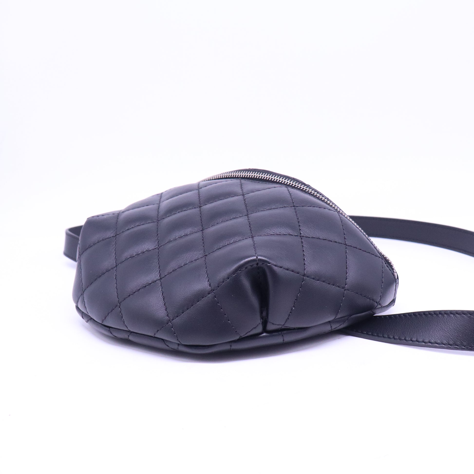 Calfskin Quilted Uniform Waist Belt Bag Black B21324