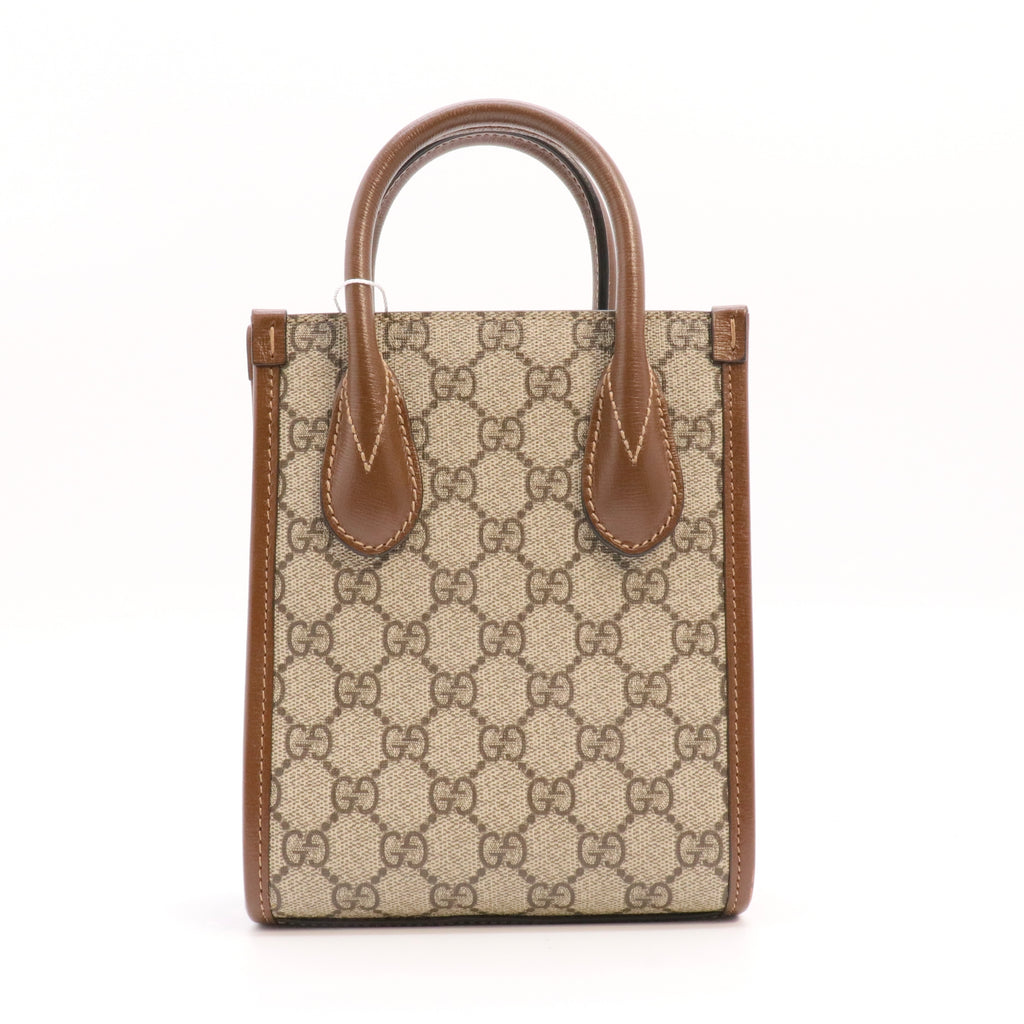 GG Supreme Monogram Azalea Calfskin Mini Retro Interlocking G Tote Bag Twins