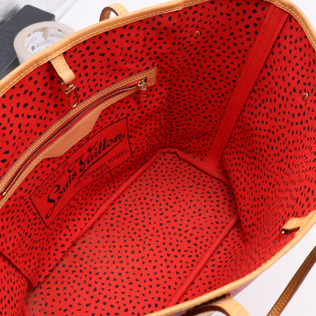 Louis Vuitton x Yayoi Kusama Neverfull MM Monogram Waves Red Tote Bag twins LDZ422