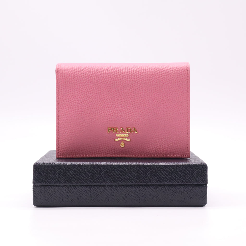 Saffiano Metal Small Compact Wallet Peonia Begonia W22631