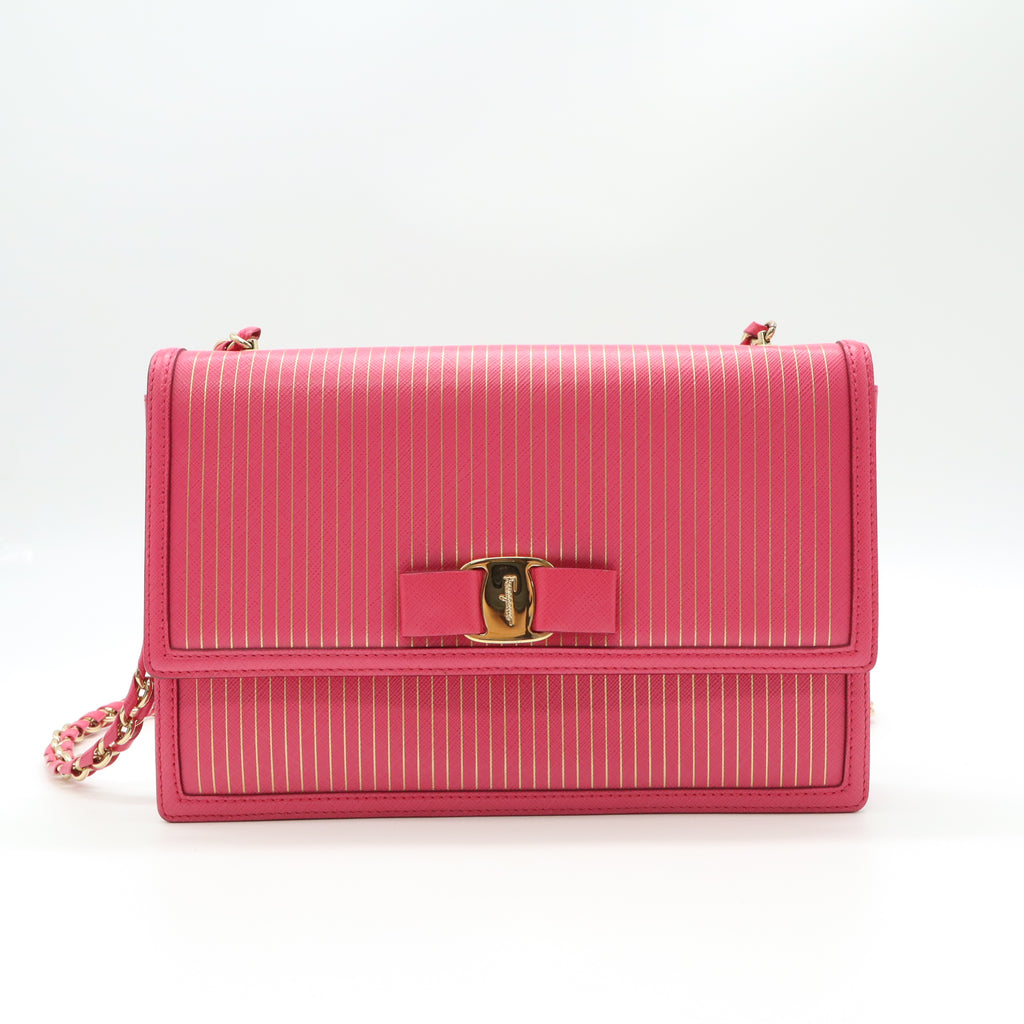 SALVATORE FERRAGAMO PINK VARA BOW crossbody bag B22382