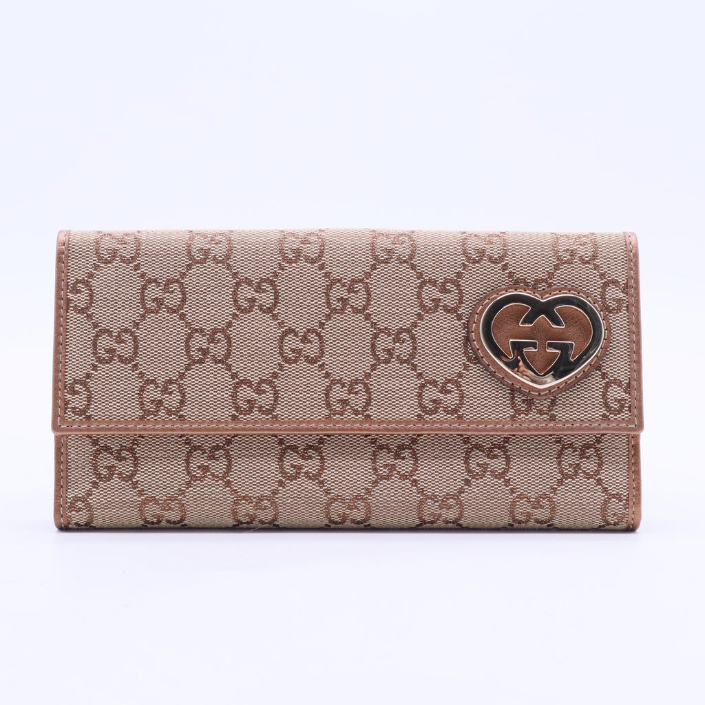 Lovely Heart Beige Canvas and Canvas Continental Wallet W20365