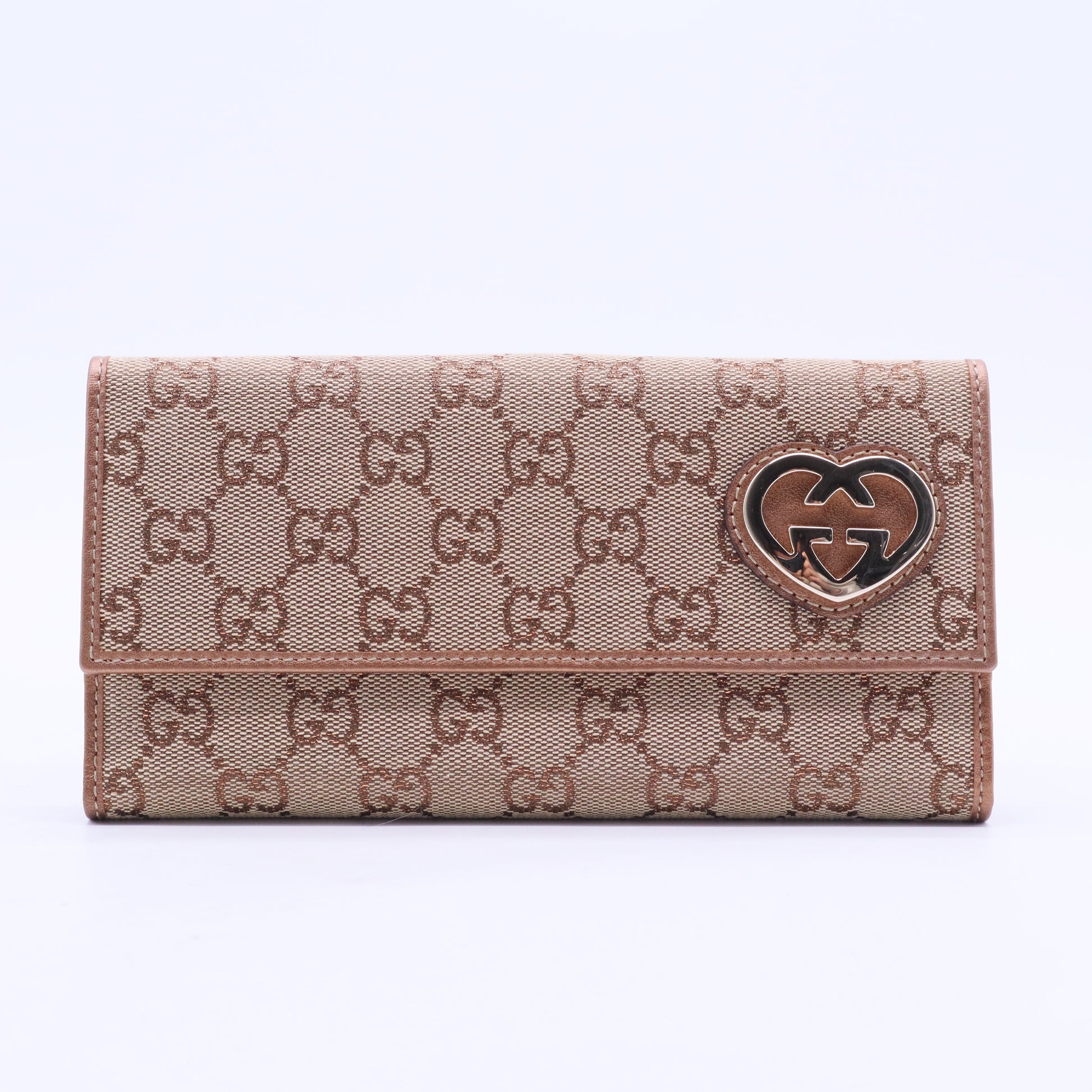 Lovely Heart Beige Canvas and Canvas Continental Wallet W20365