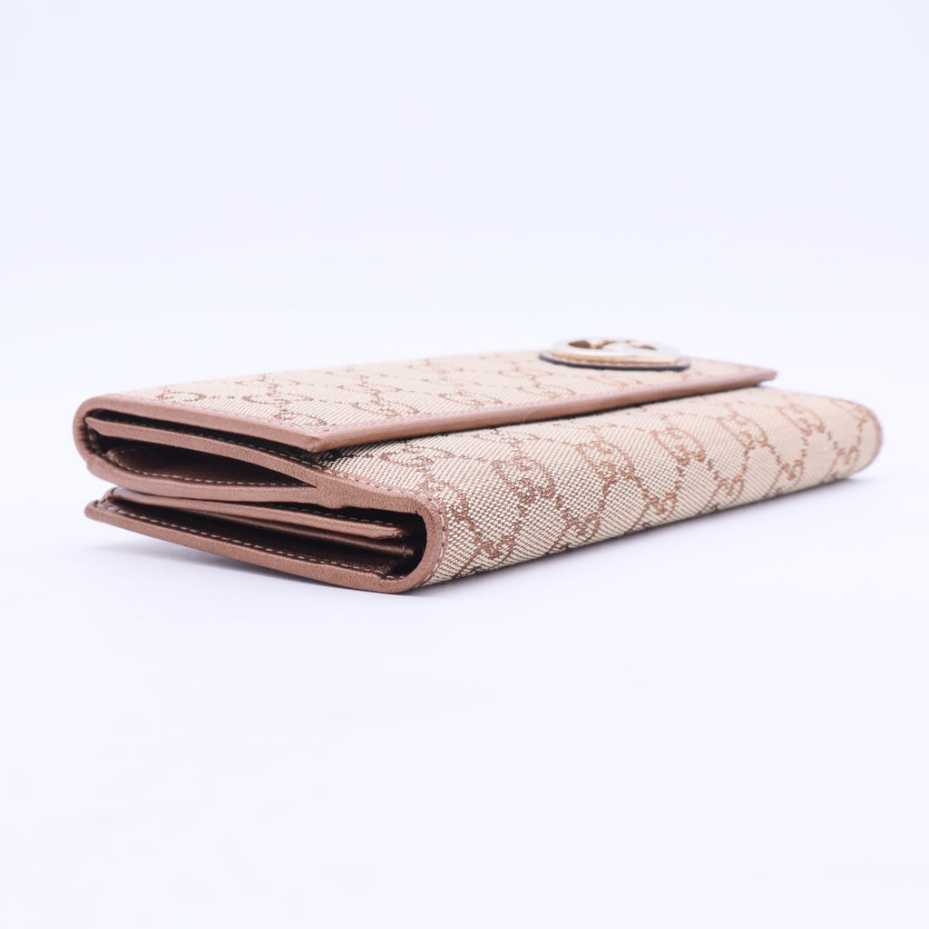 Lovely Heart Beige Canvas and Canvas Continental Wallet W20365