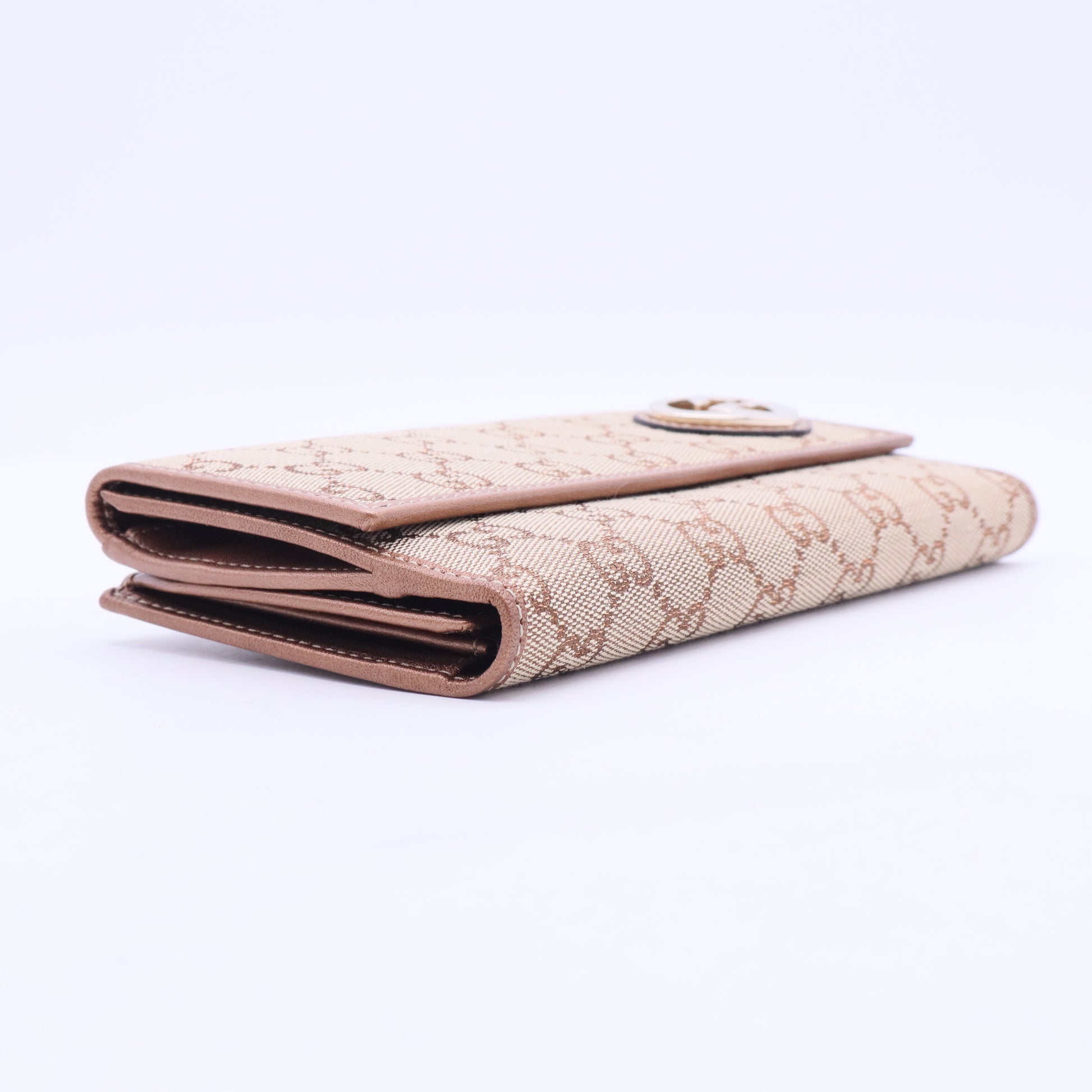 Lovely Heart Beige Canvas and Canvas Continental Wallet W20365