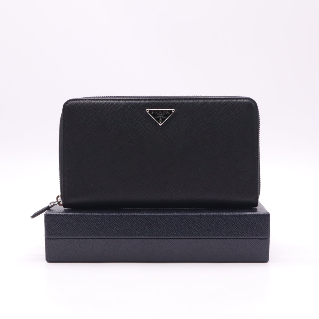 Prada Large Saffiano Leather Zip Around Wallet W22612