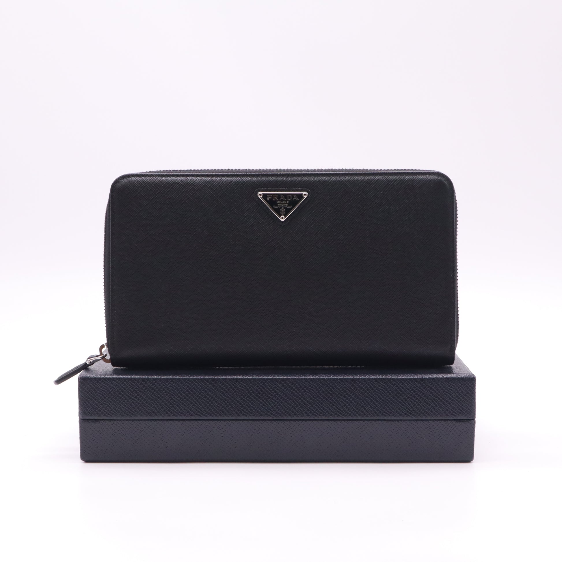 Prada Large Saffiano Leather Zip Around Wallet W22612