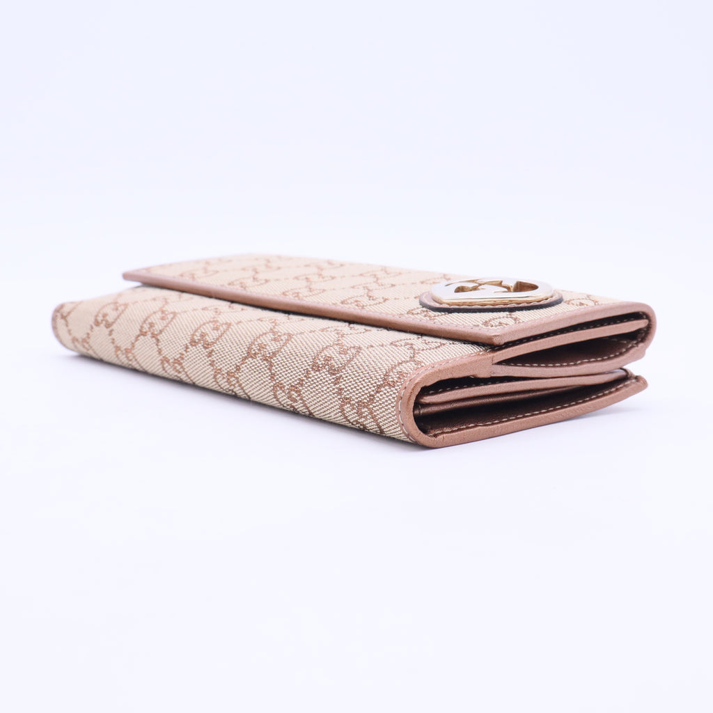 Lovely Heart Beige Canvas and Canvas Continental Wallet W20365