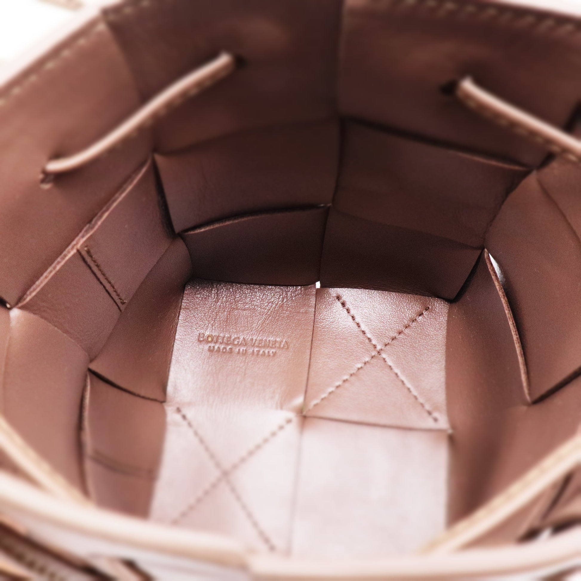 Mini Cassette Intrecciato Leather Bucket Bag twins