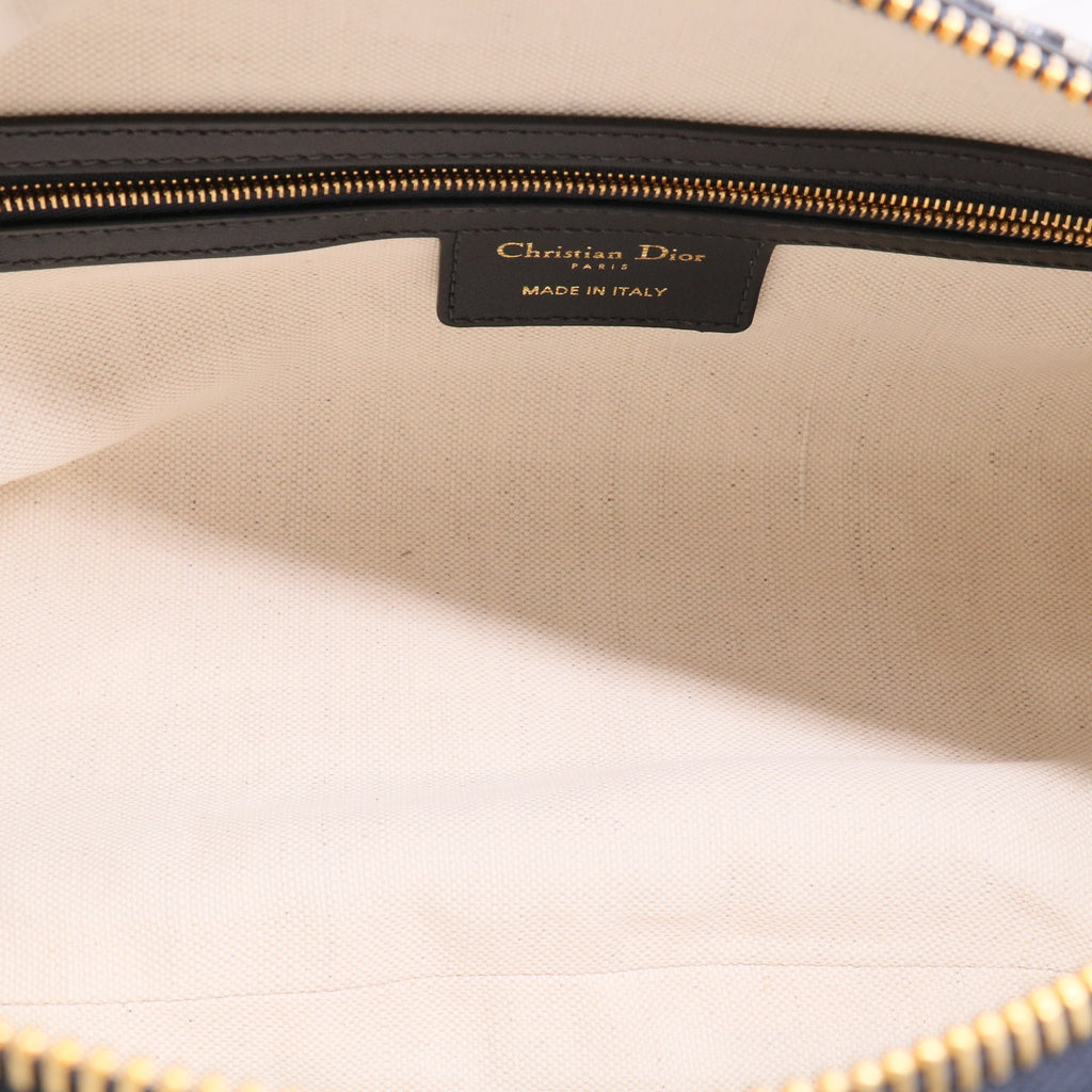 Christian Dior Medium D-Journey Handbag  Blue Oblique Print Fabric twins