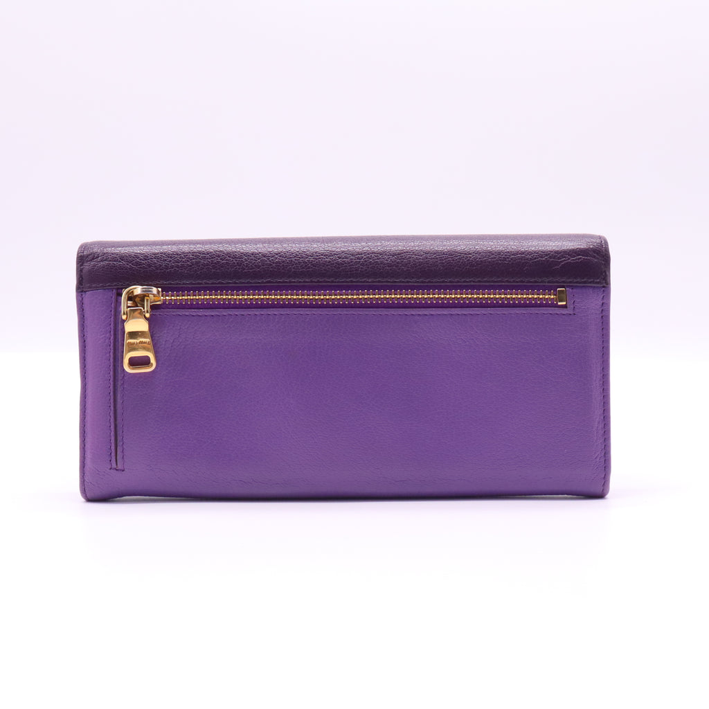 Miu Miu Madras Bicolor Leather Flap Long Wallet W21498