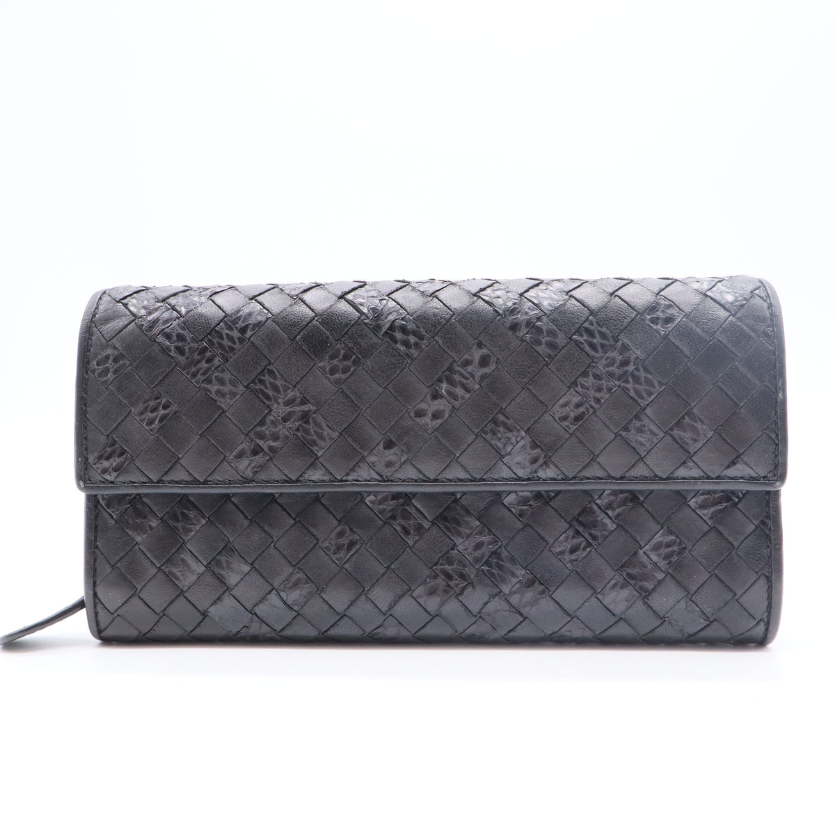 Cervo Intrecciato Continental Flap Wallet Gunmetal