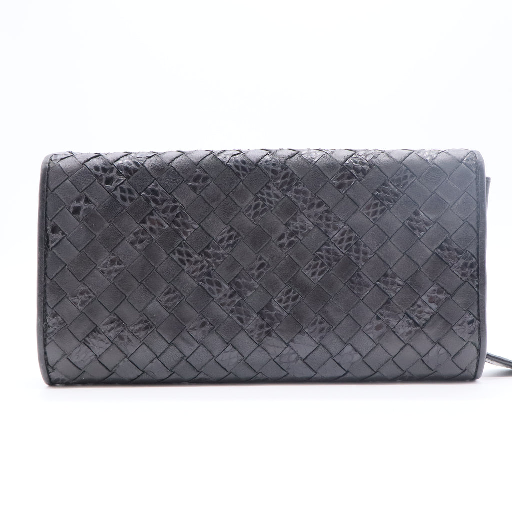 Cervo Intrecciato Continental Flap Wallet Gunmetal