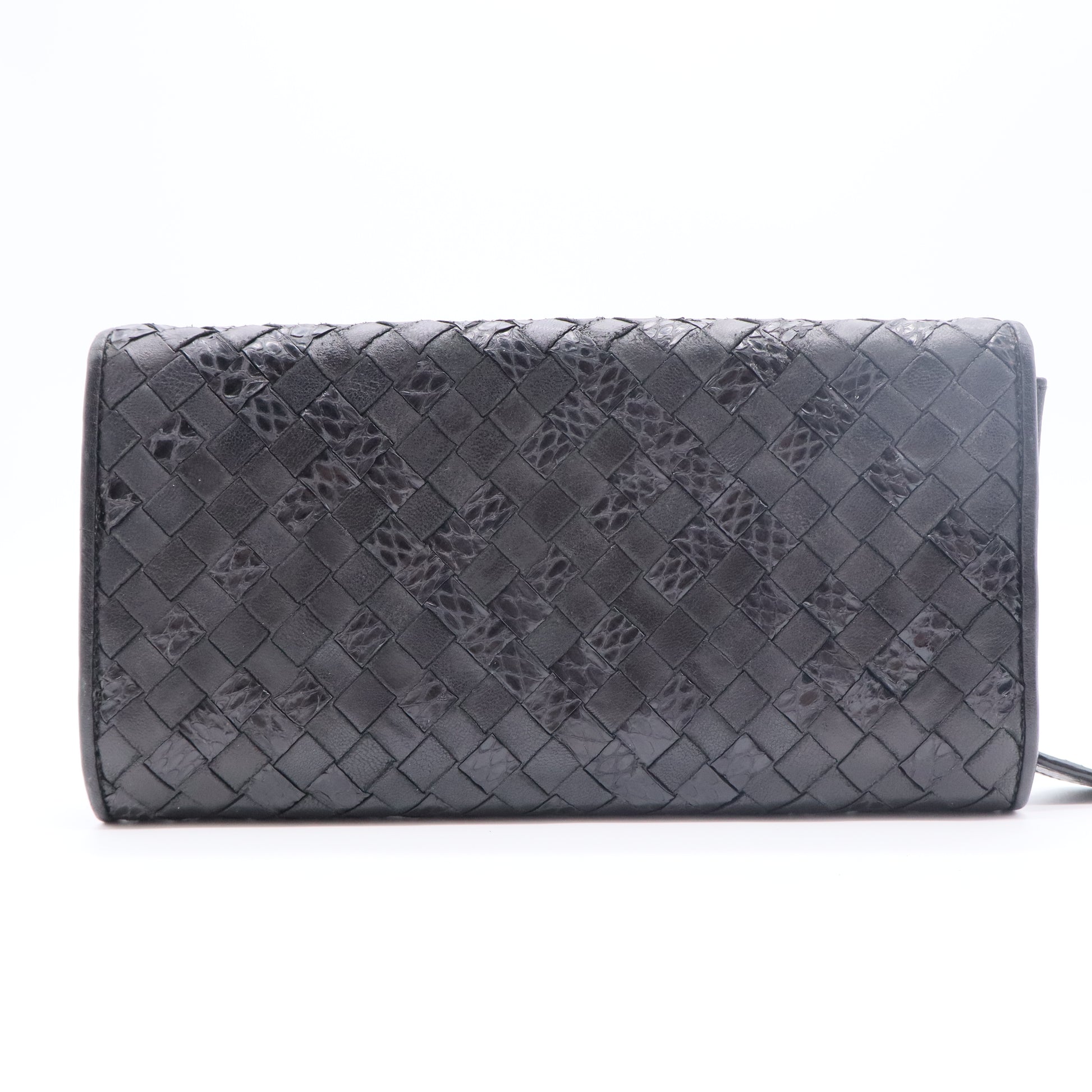 Cervo Intrecciato Continental Flap Wallet Gunmetal