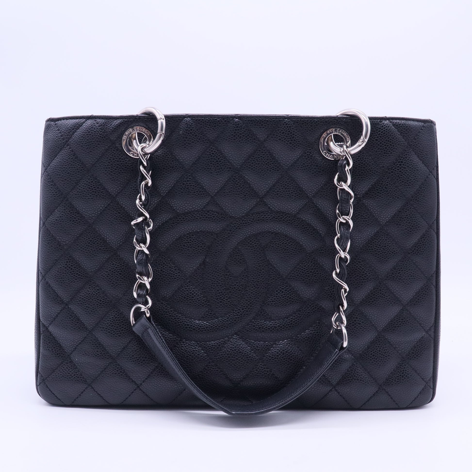 Grand Shopping Tote Quilted Caviar Twins B20264