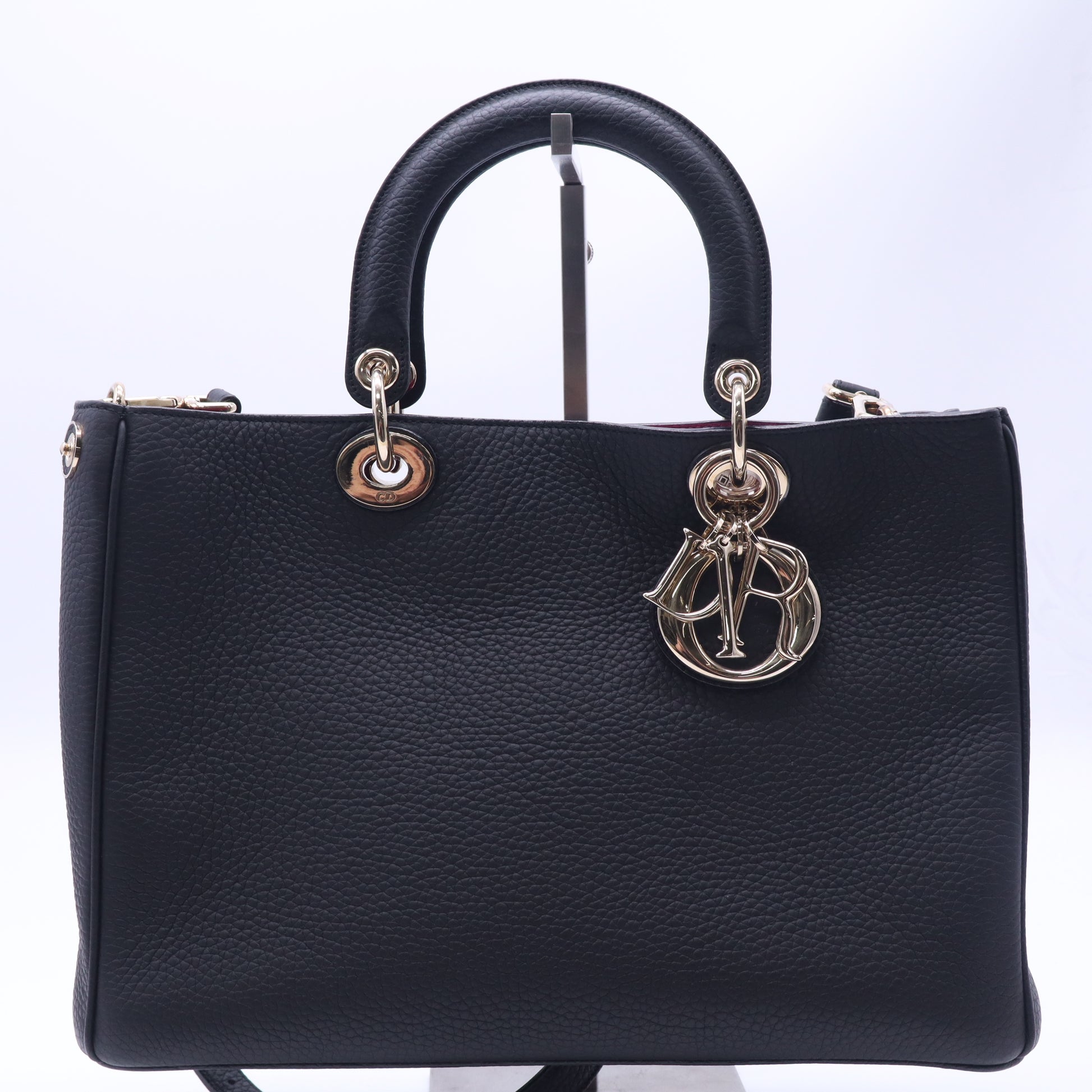 Christian Dior Bullcalf Small Diorissimo Tote Black Rose Indien twins LDZ1019