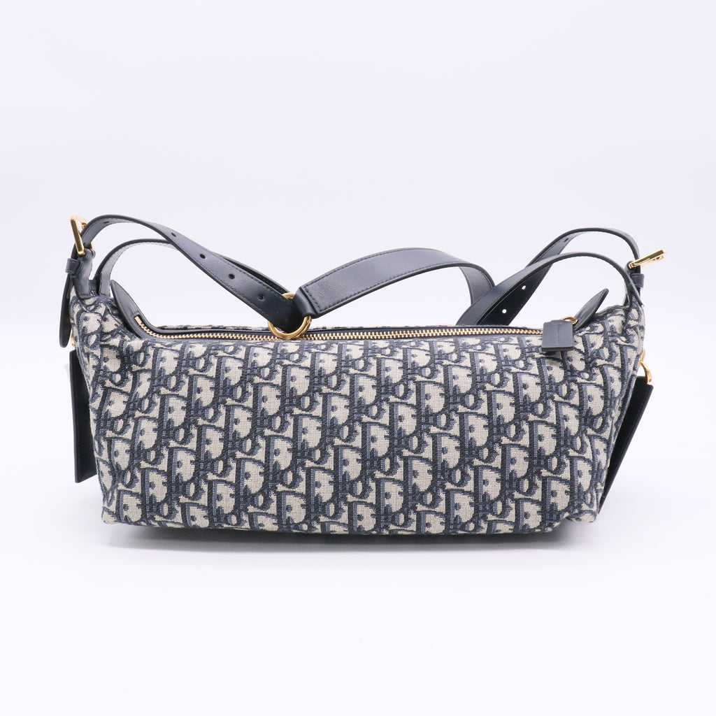 Christian Dior Medium D-Journey Handbag  Blue Oblique Print Fabric twins
