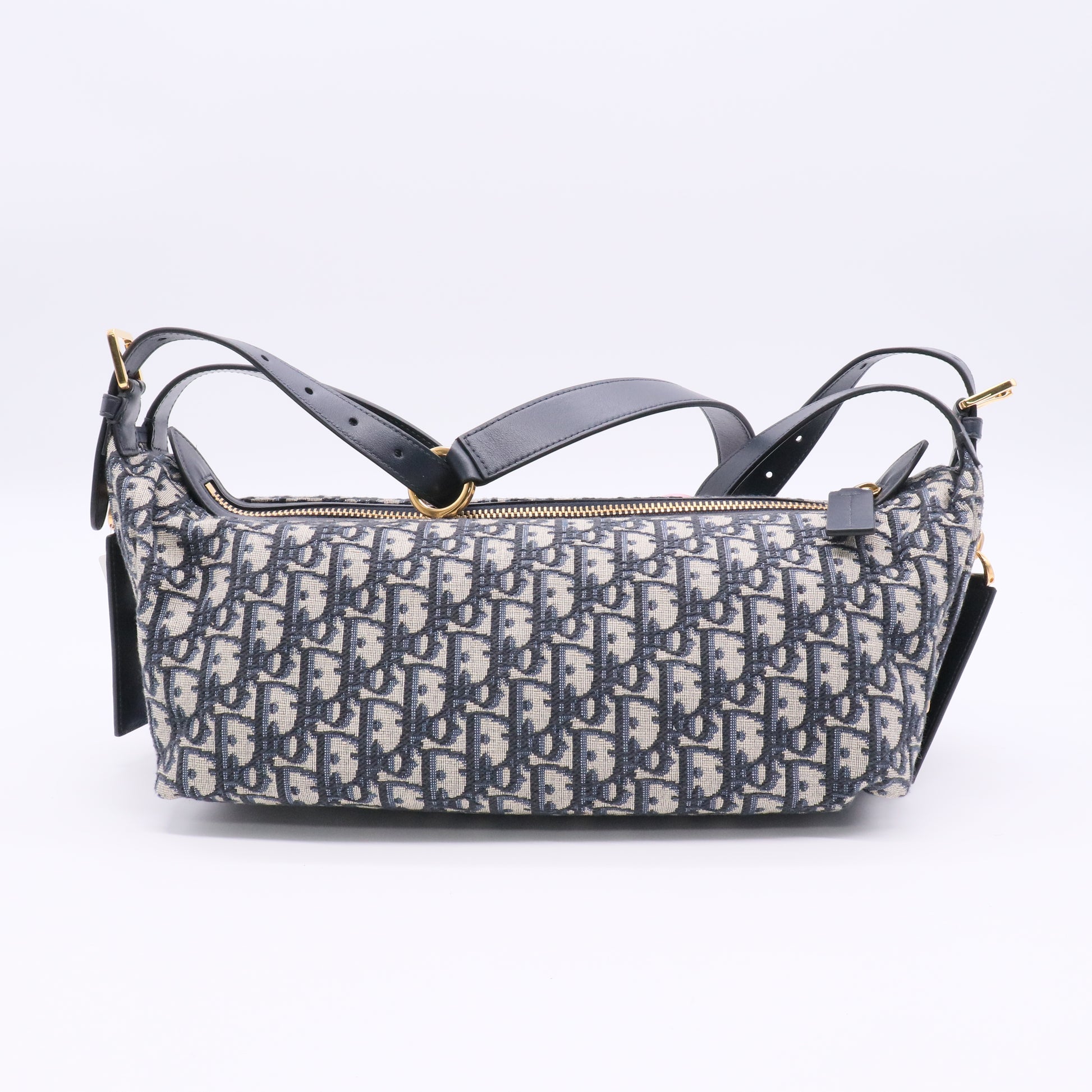 Christian Dior Medium D-Journey Handbag  Blue Oblique Print Fabric twins