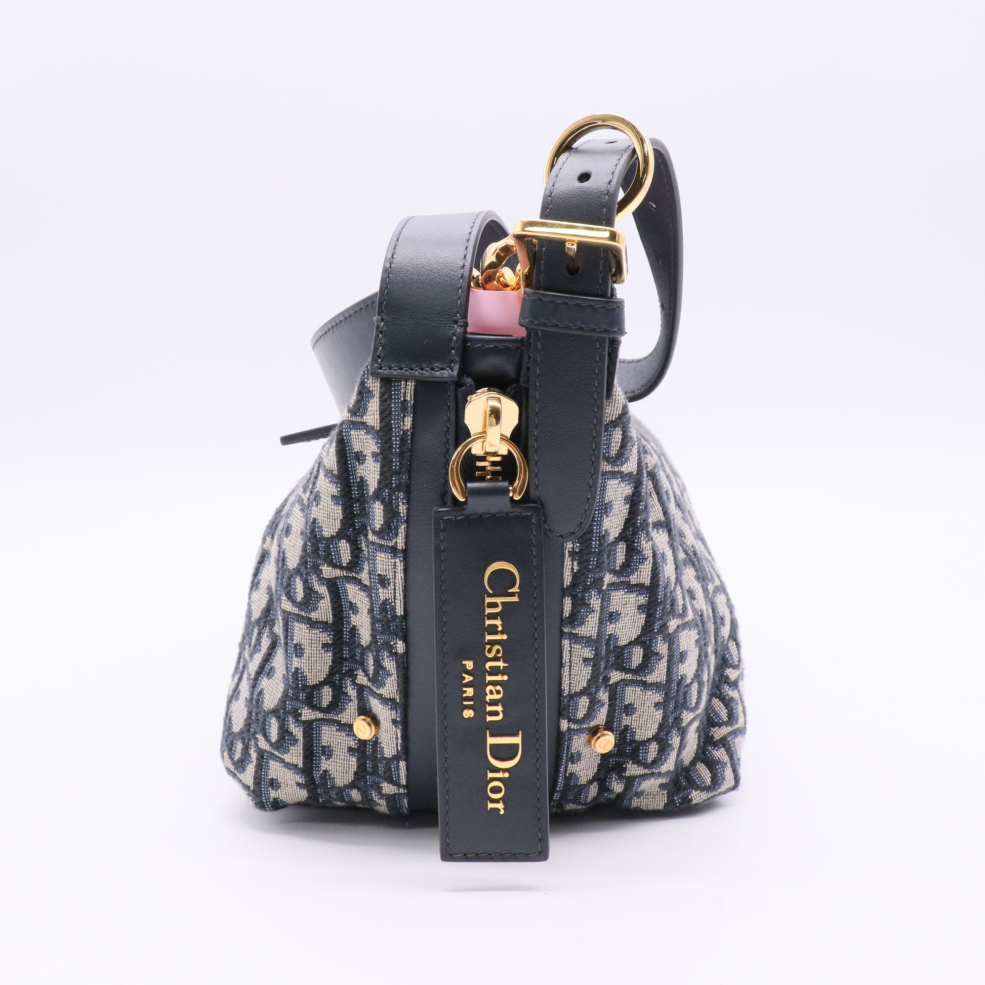 Christian Dior Medium D-Journey Handbag  Blue Oblique Print Fabric twins