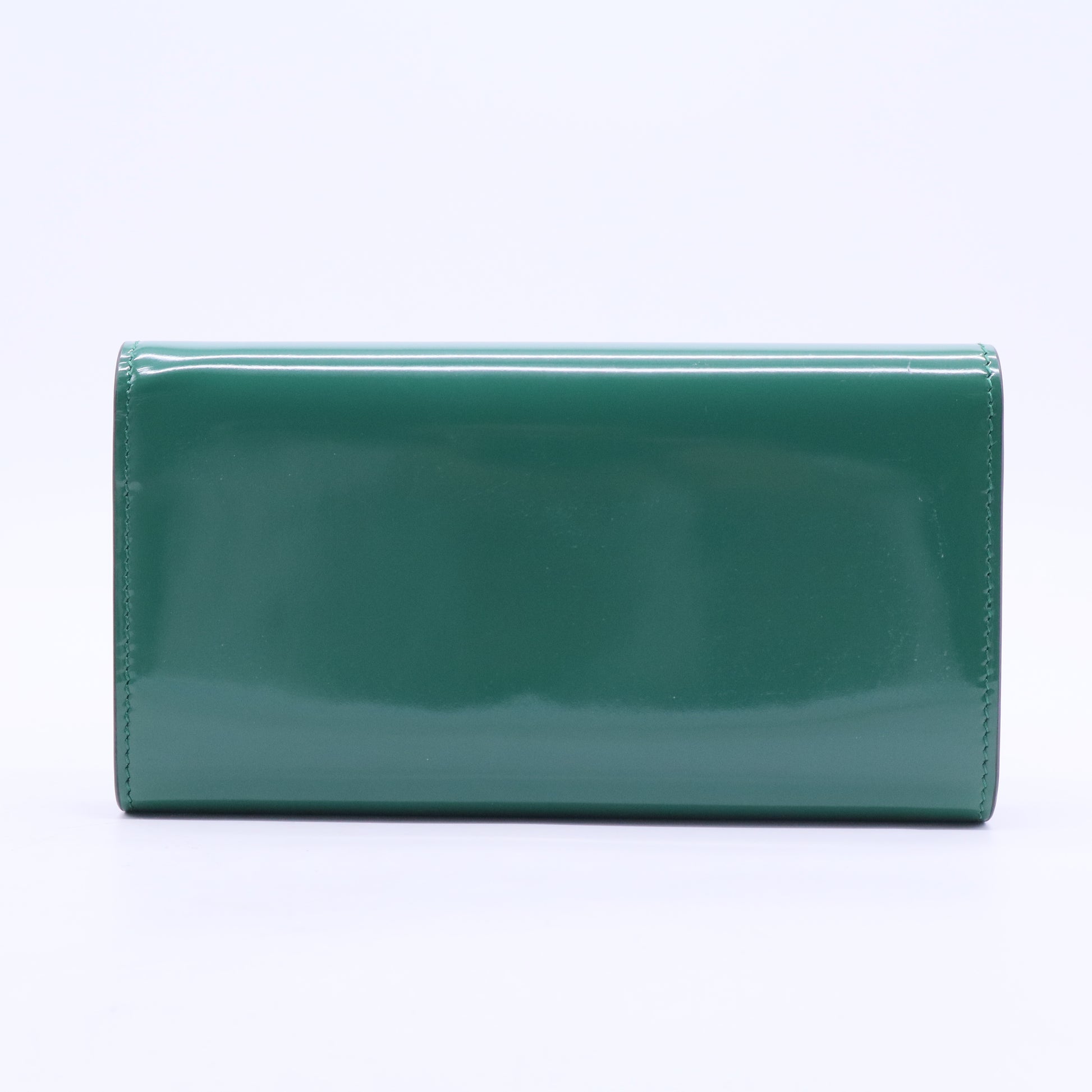 Interlocking Wallet on Strap Patent Green W20405