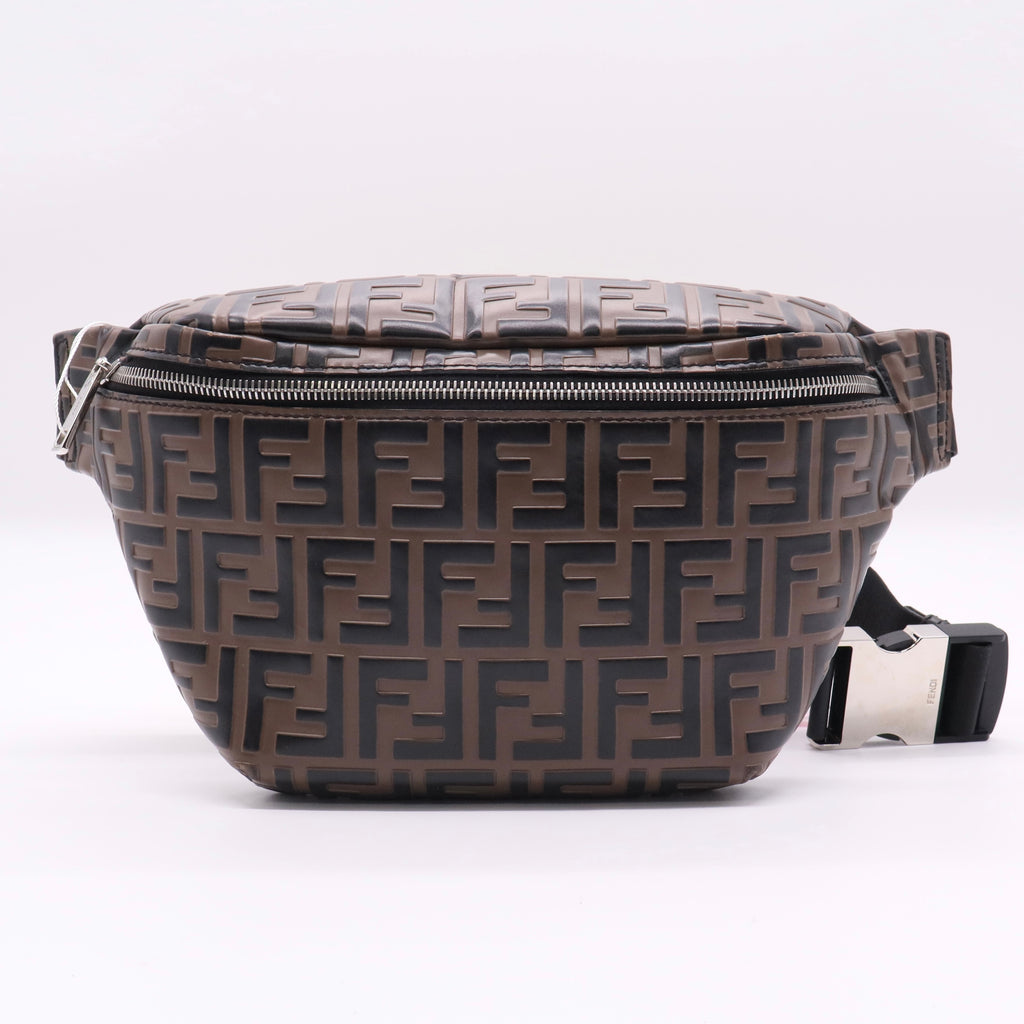 Zip Waist Bag Zucca Embossed Leather twins