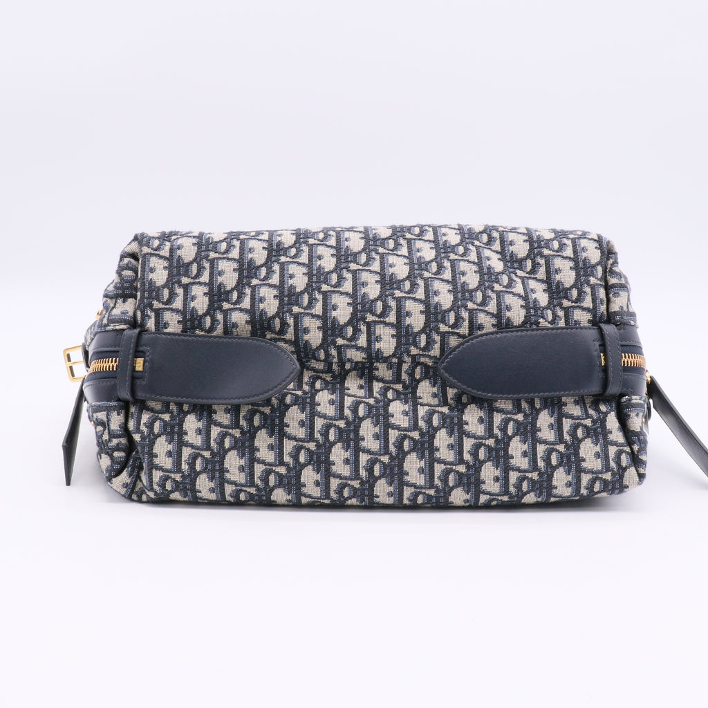 Christian Dior Medium D-Journey Handbag  Blue Oblique Print Fabric twins