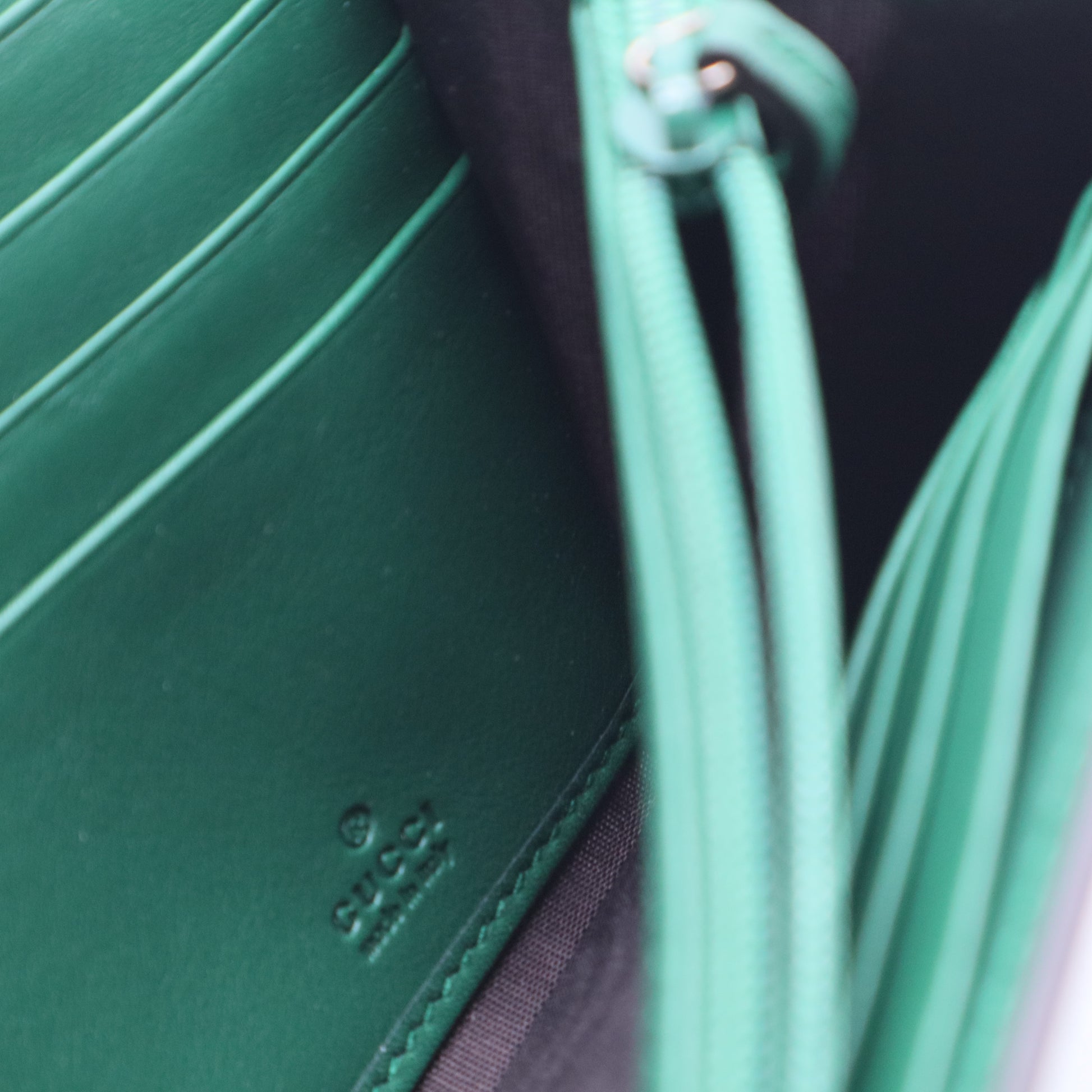 Interlocking Wallet on Strap Patent Green W20405