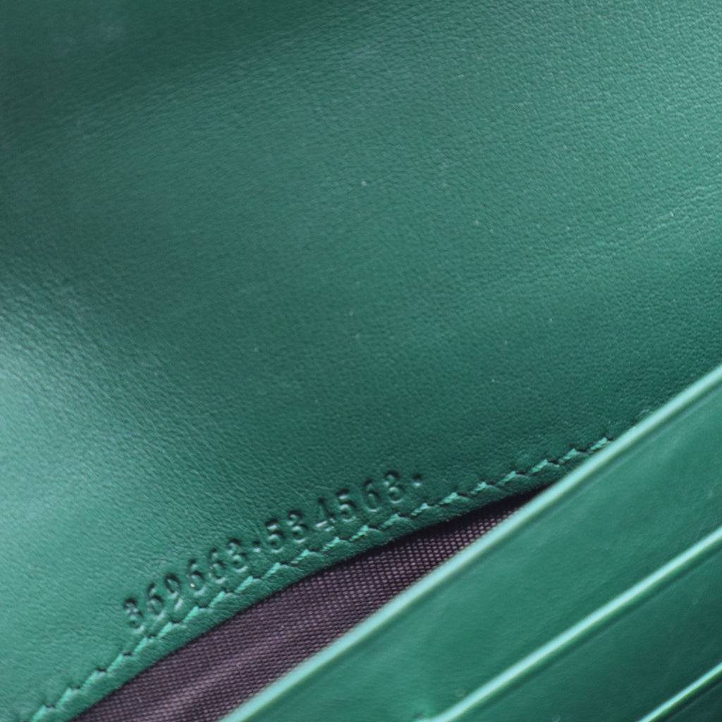 Interlocking Wallet on Strap Patent Green W20405