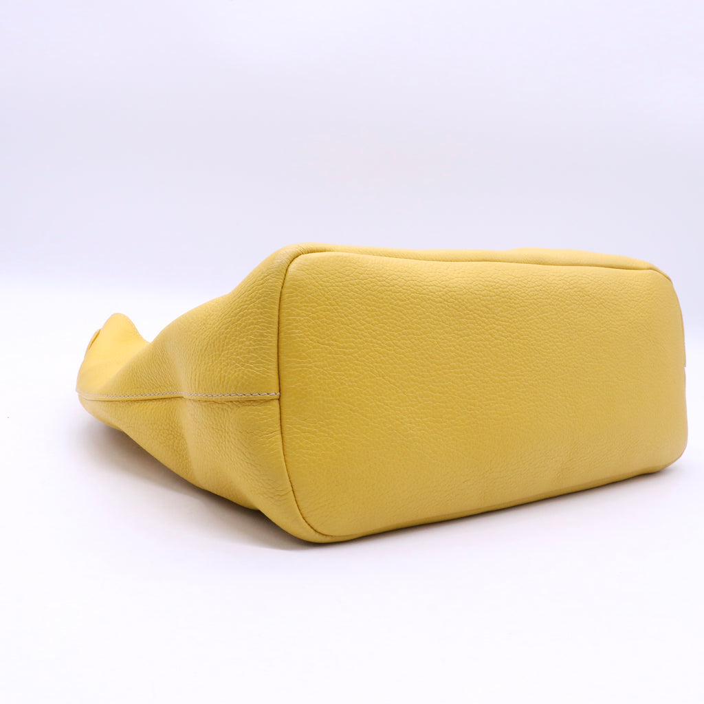 Yellow Pebbled Leather Chain Hobo Bag Twins LDJ3612