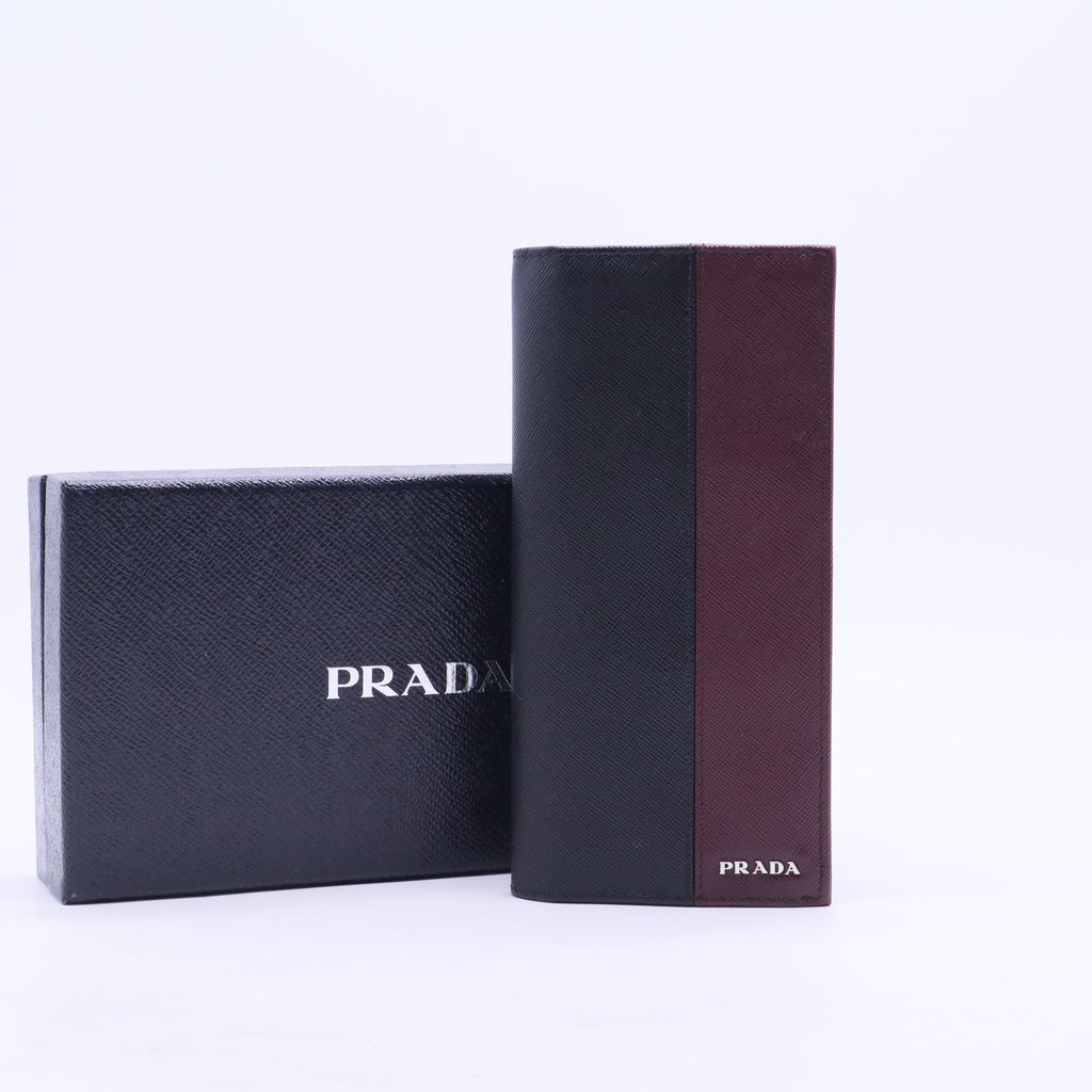 Coffee And baltic Blue Saffiano Leather Wallet W20374