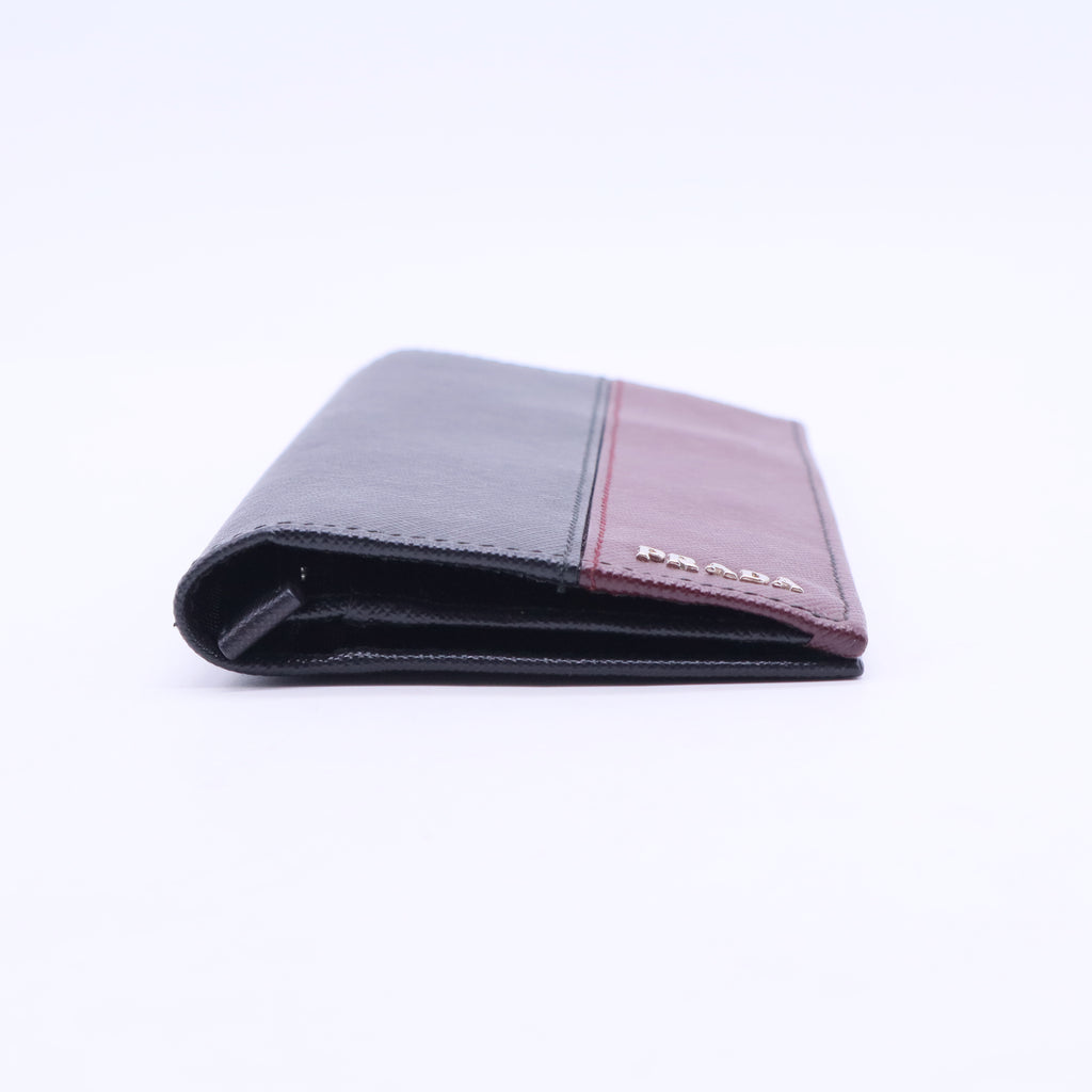 Coffee And baltic Blue Saffiano Leather Wallet W20374