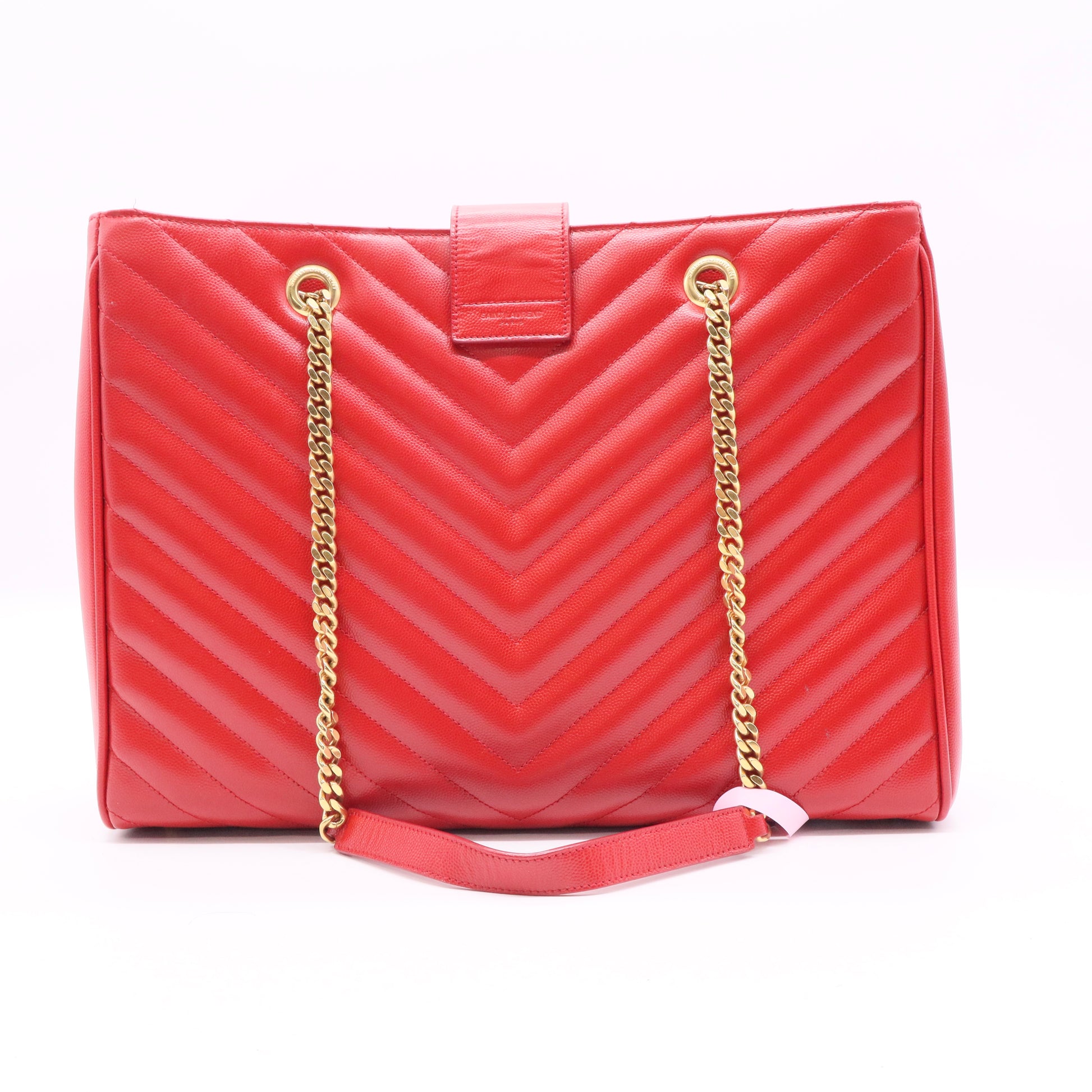 Red Quilted Grained Leather Monogram Chain Bo Cassandre Tote Bag Twins