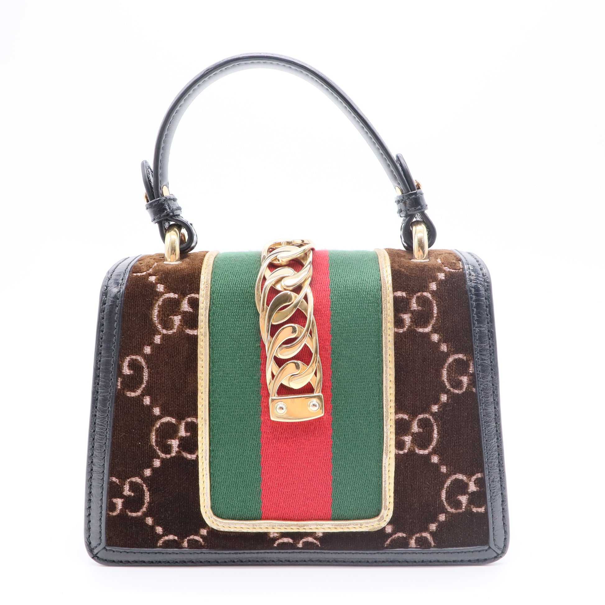 Velvet GG Monogram Super Mini Sylvie Chain Shoulder Bag Gisel