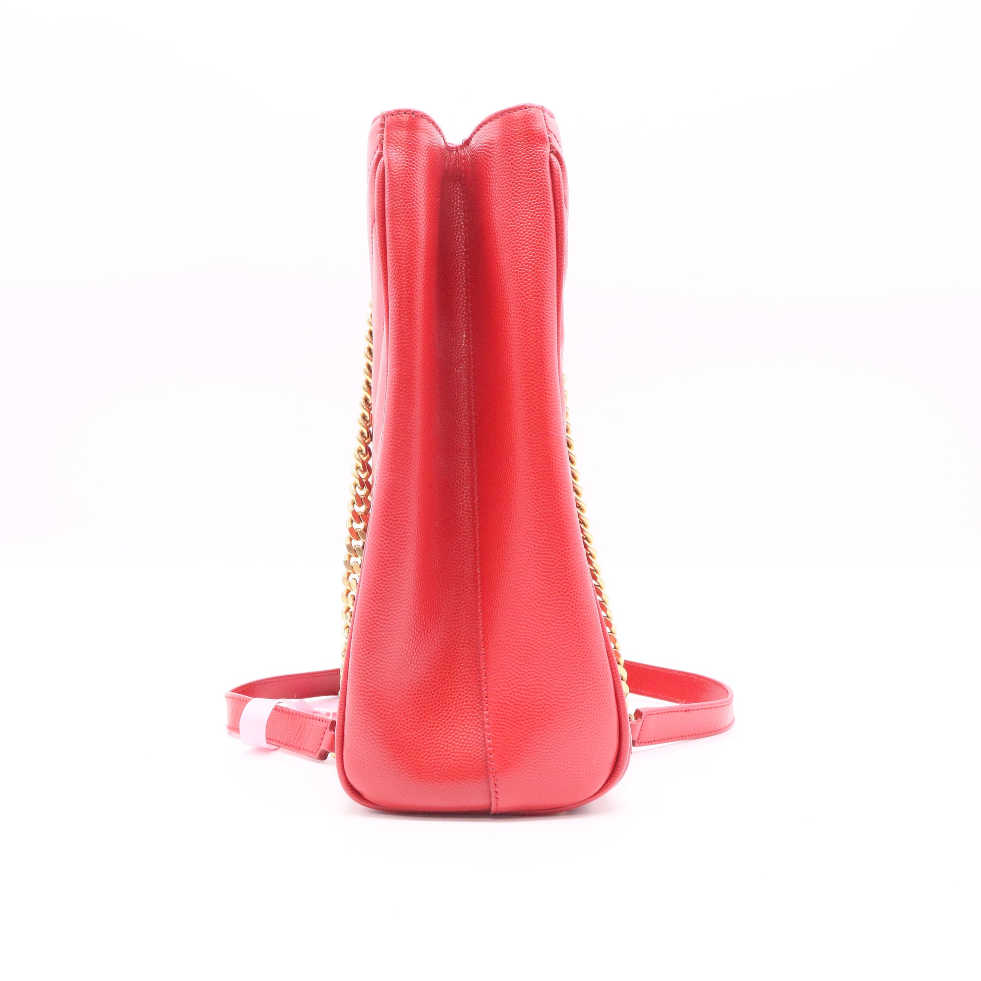 Red Quilted Grained Leather Monogram Chain Bo Cassandre Tote Bag Twins